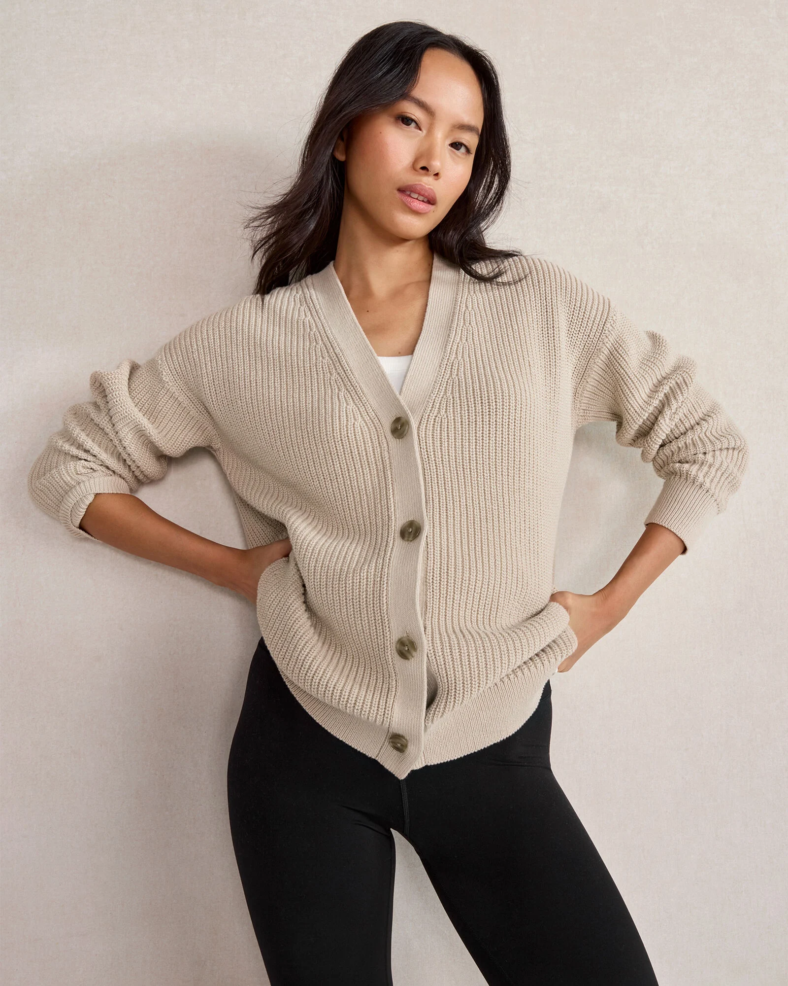 Organic Cotton Shaker Stitch Cardigan