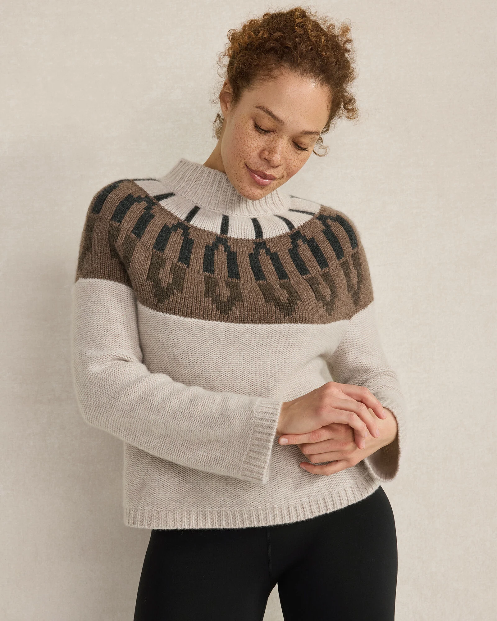 Cashmere Fairisle Mock Neck Sweater