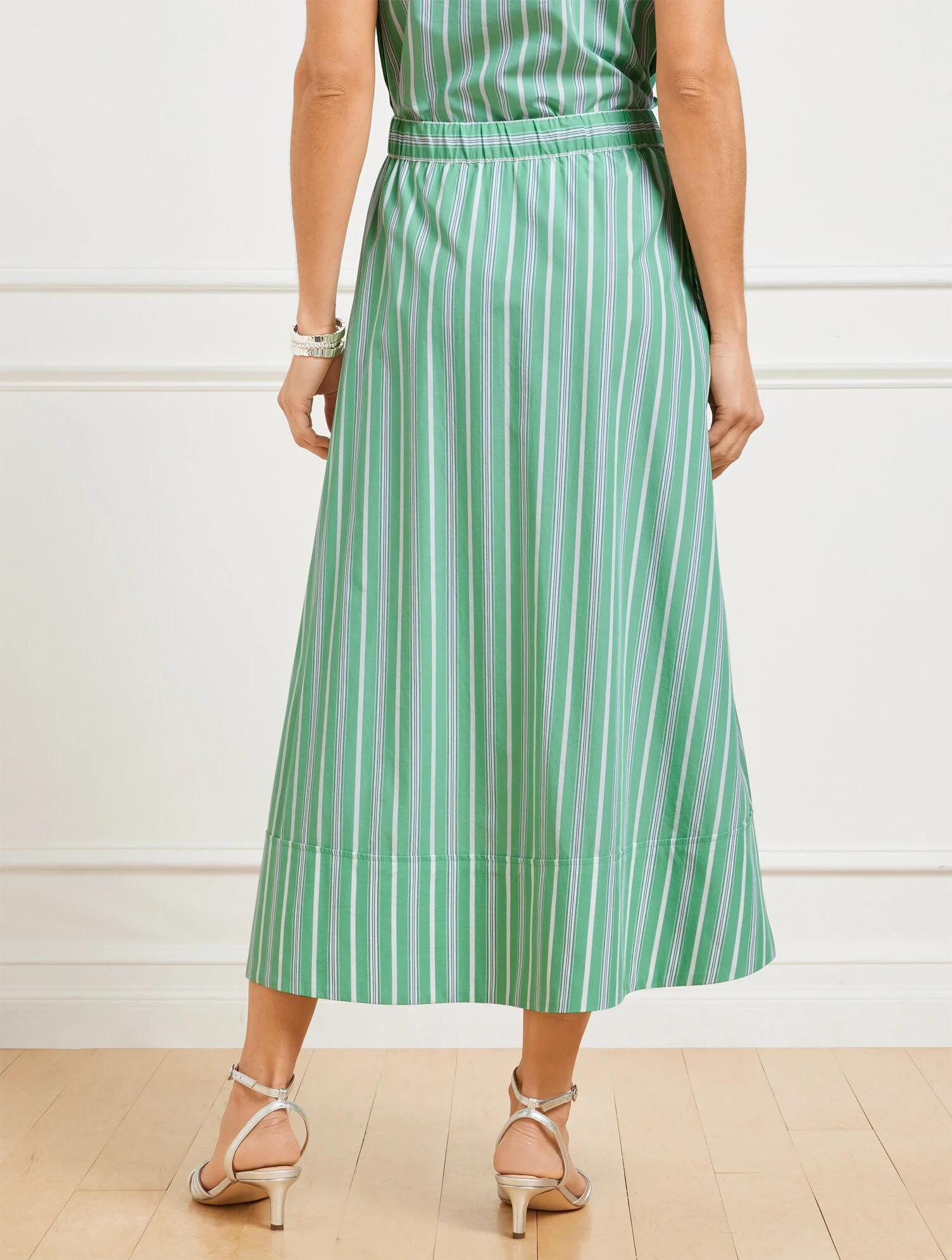 Fresh Poplin Drawstring Skirt - Dewdrop Stripe