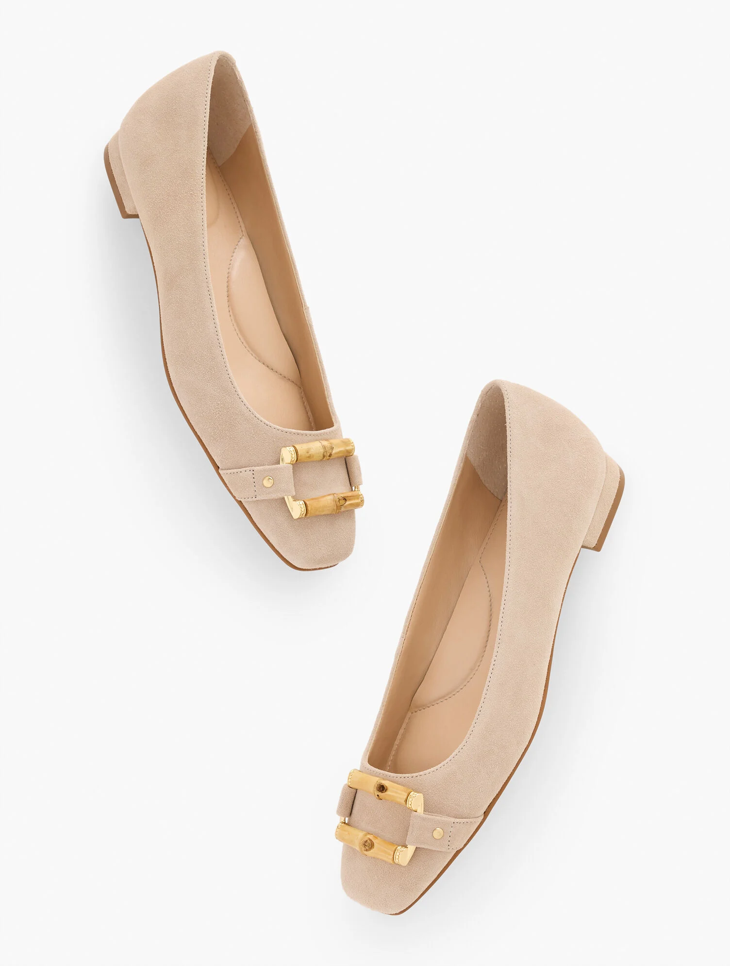 Sutton Bamboo Buckle Suede Flats