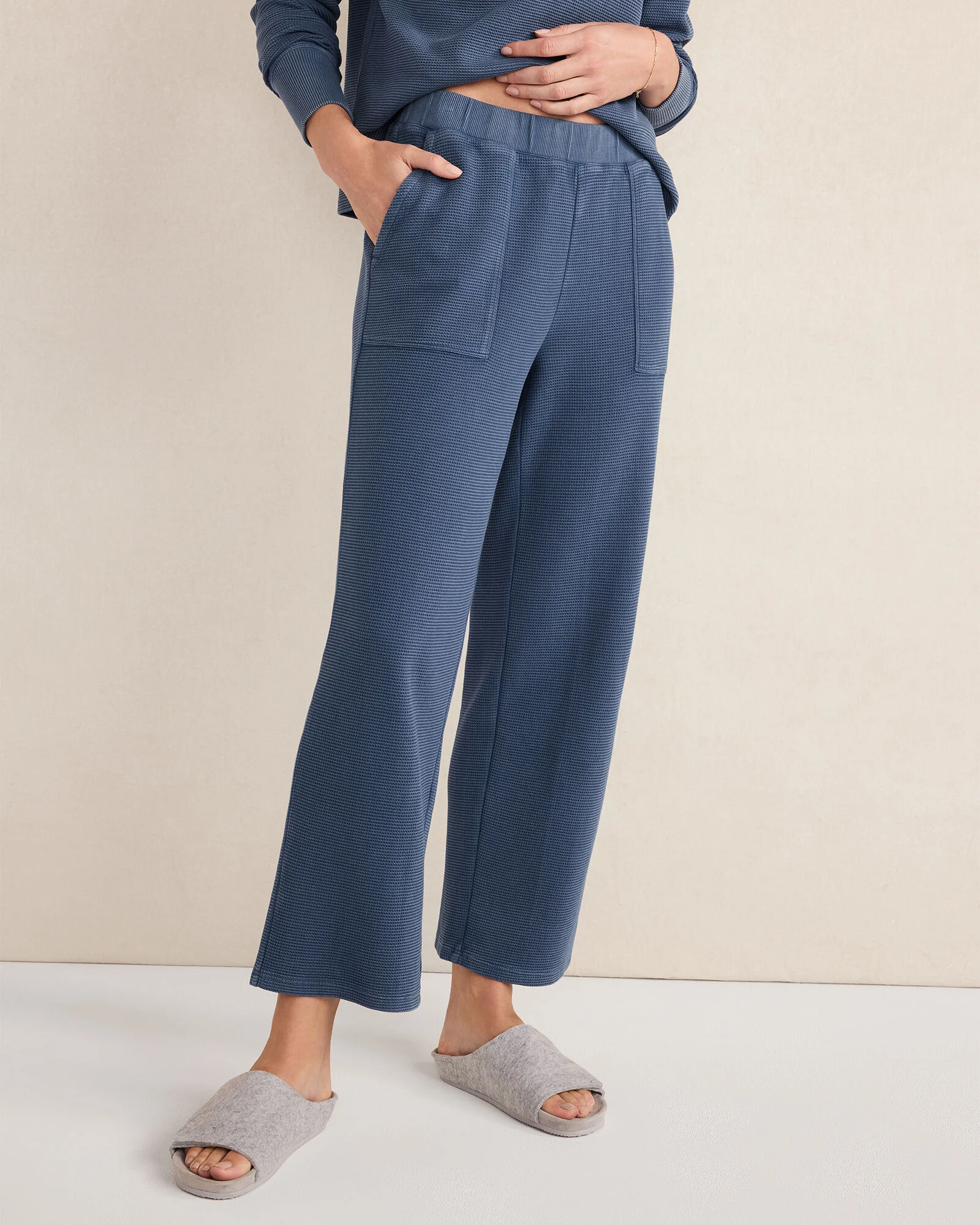 Organic Cotton Waffle Straight Leg Pants