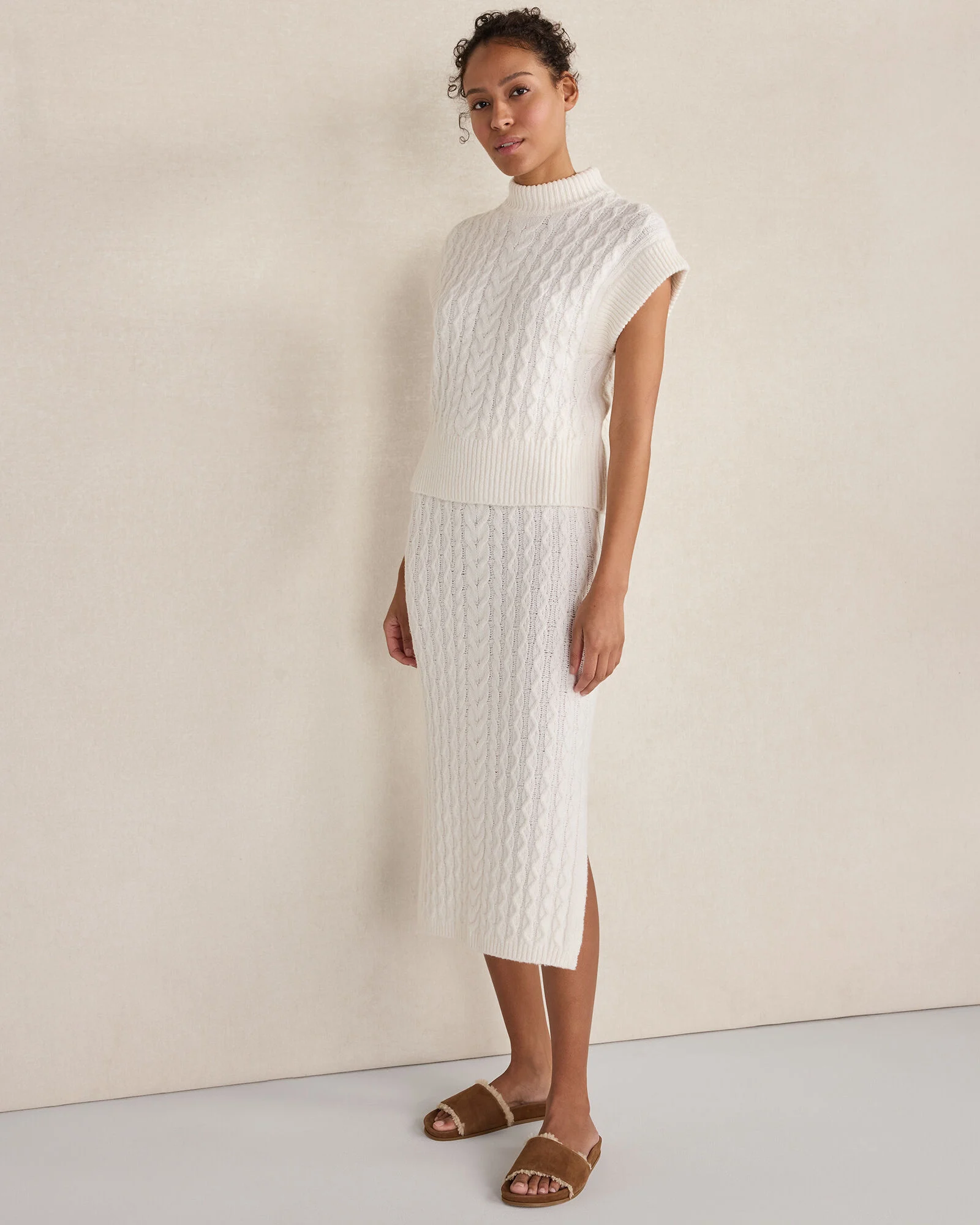 Organic Cotton Blend Cable Sweater Vest