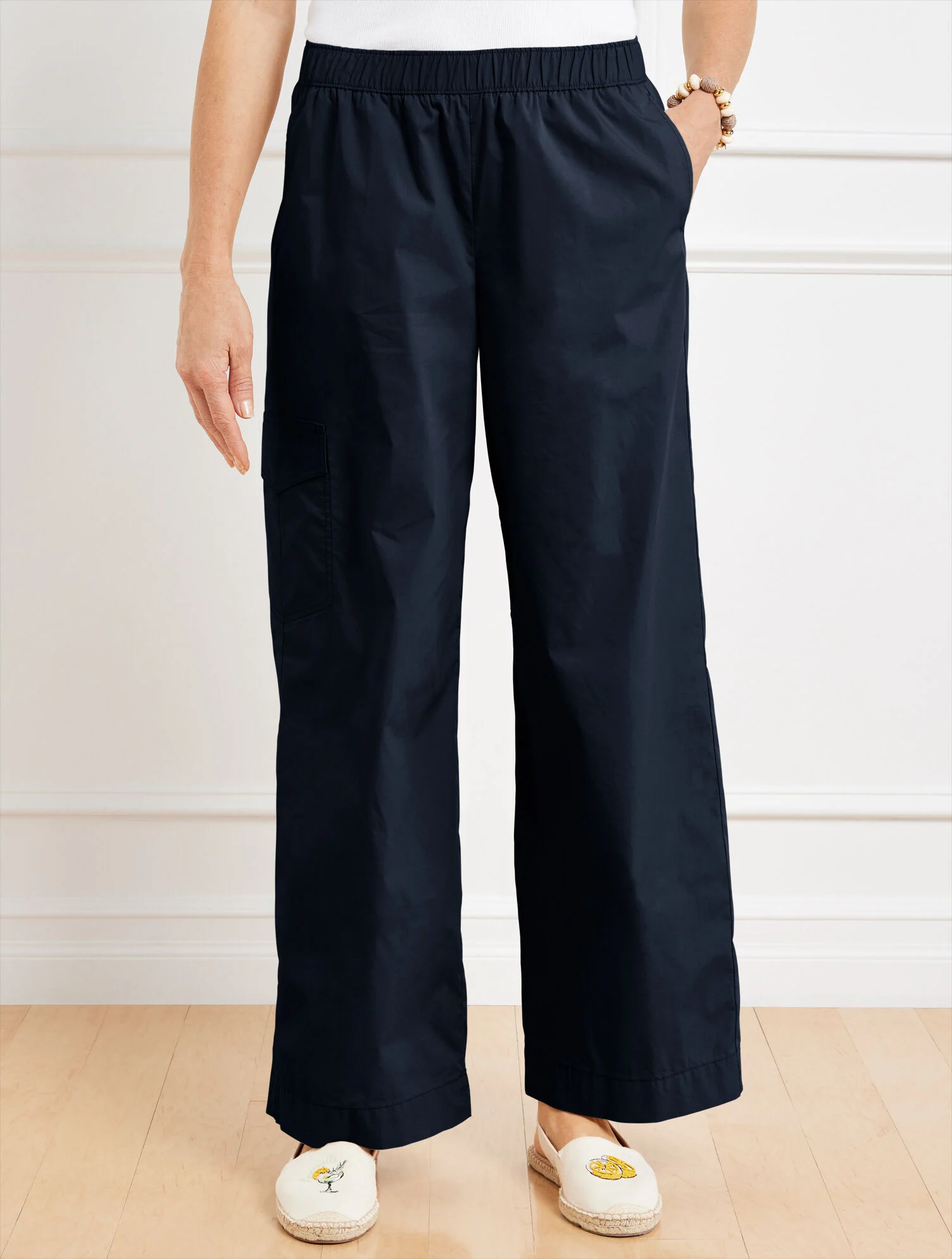 Wide Leg Cargo Poplin Pants