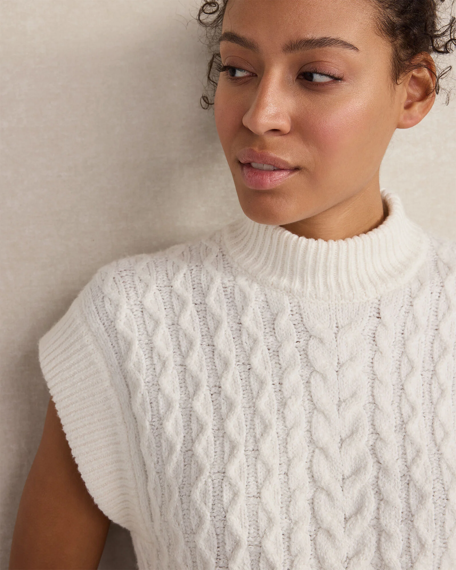 Organic Cotton Blend Cable Sweater Vest