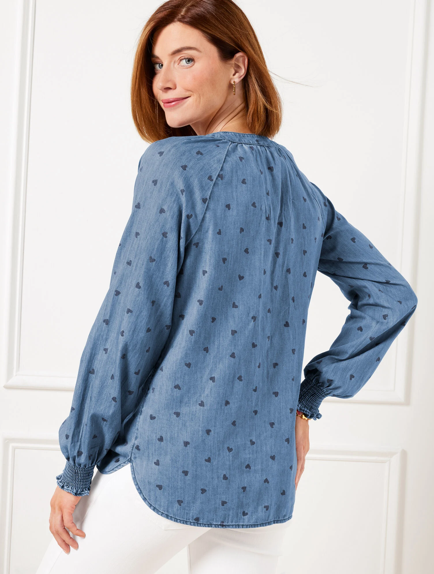 Denim Ruffle Top - Spring Hearts