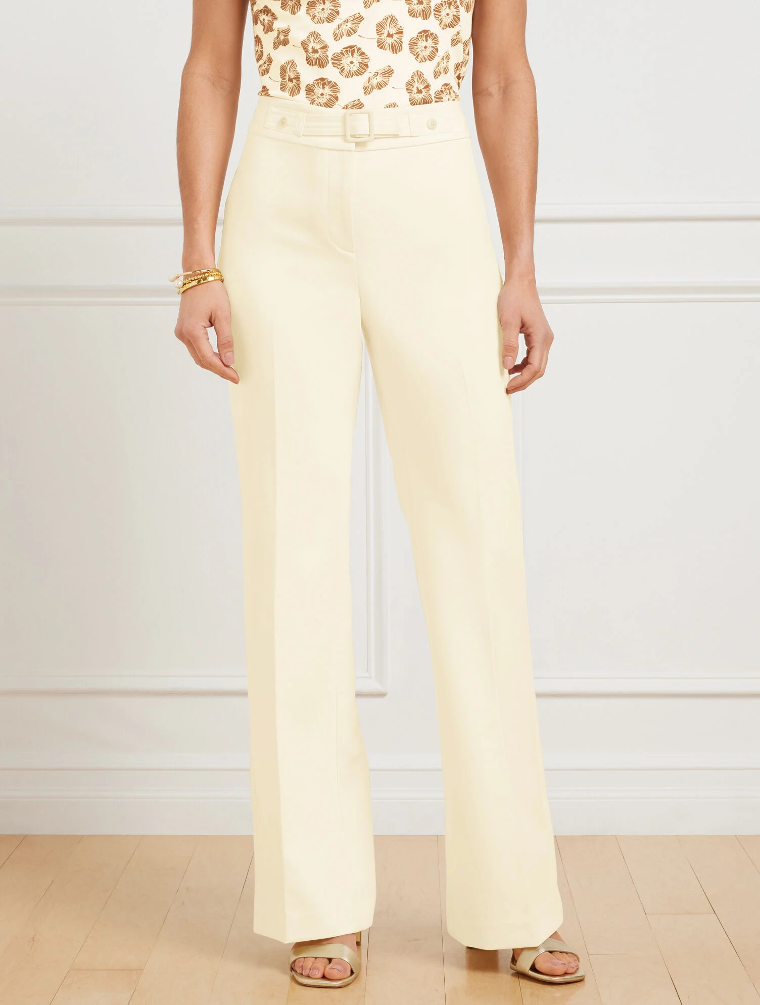 Flare Leg Belted Twill Pants