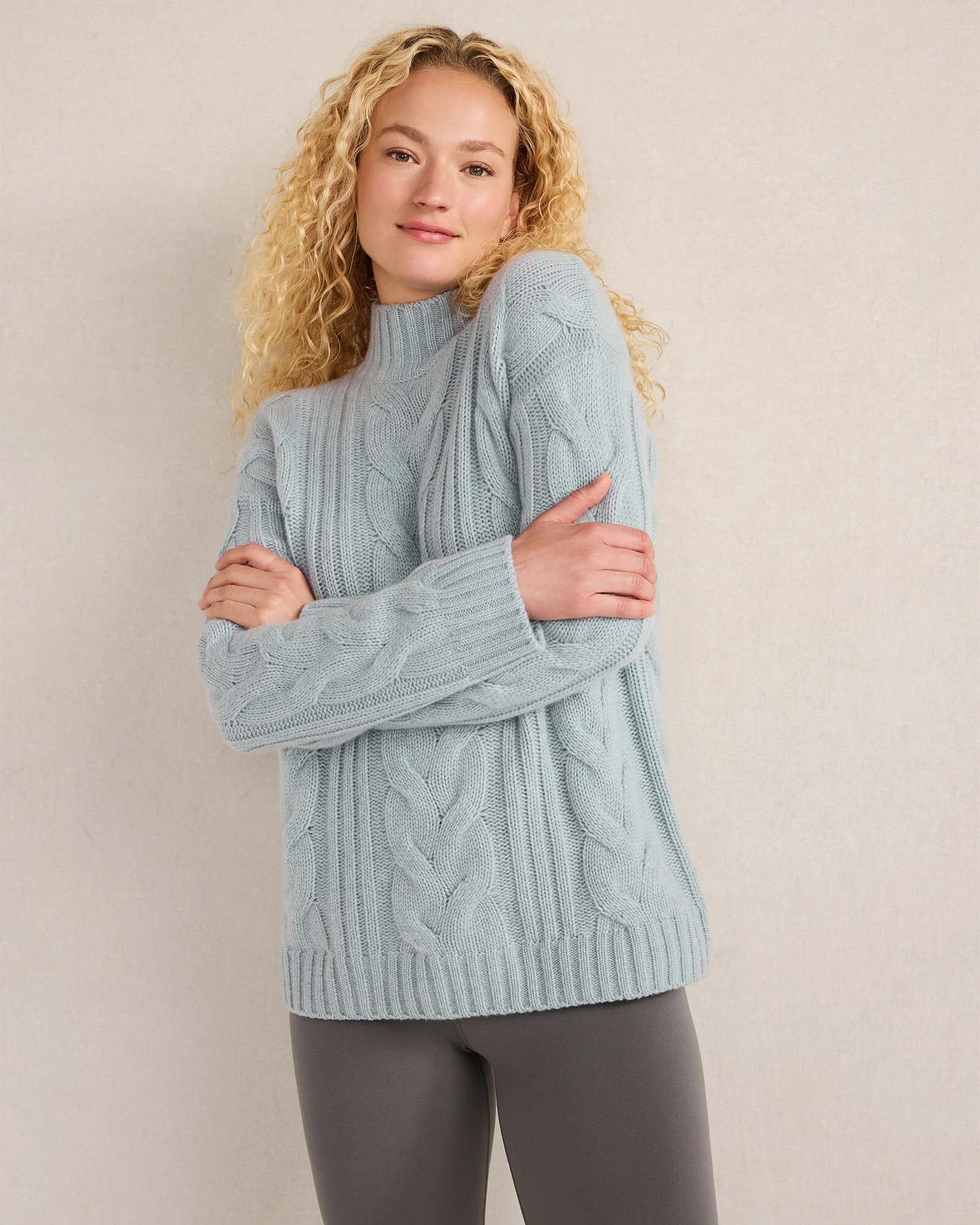 Cashmere Cable Mockneck Sweater