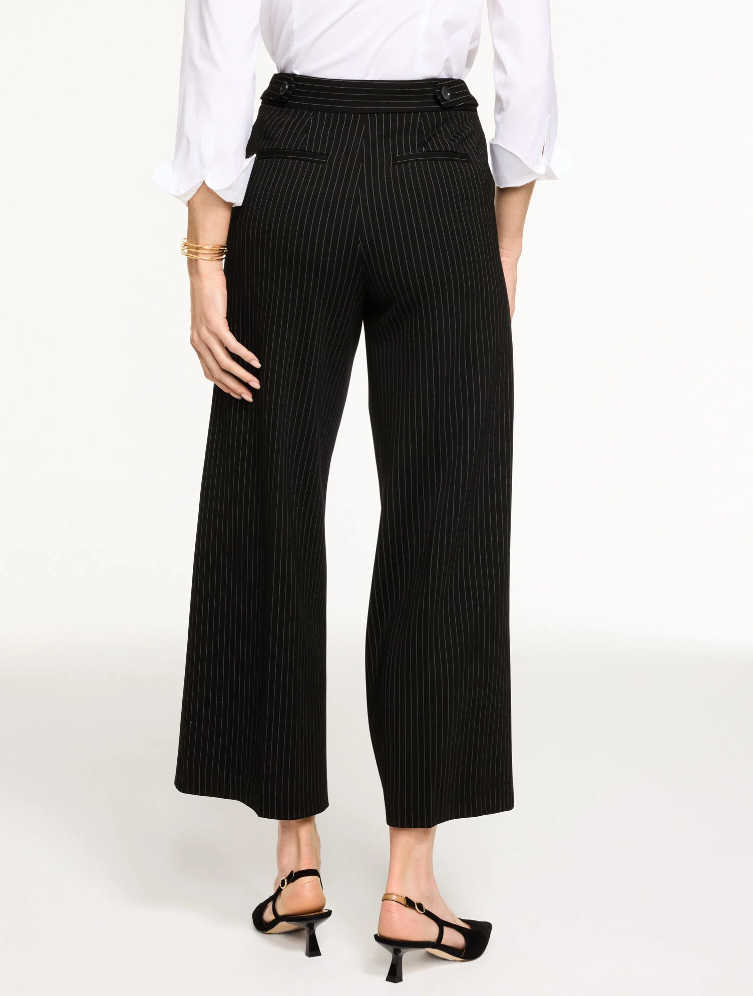 Wide Ankle Pinstripe Ponte Pants