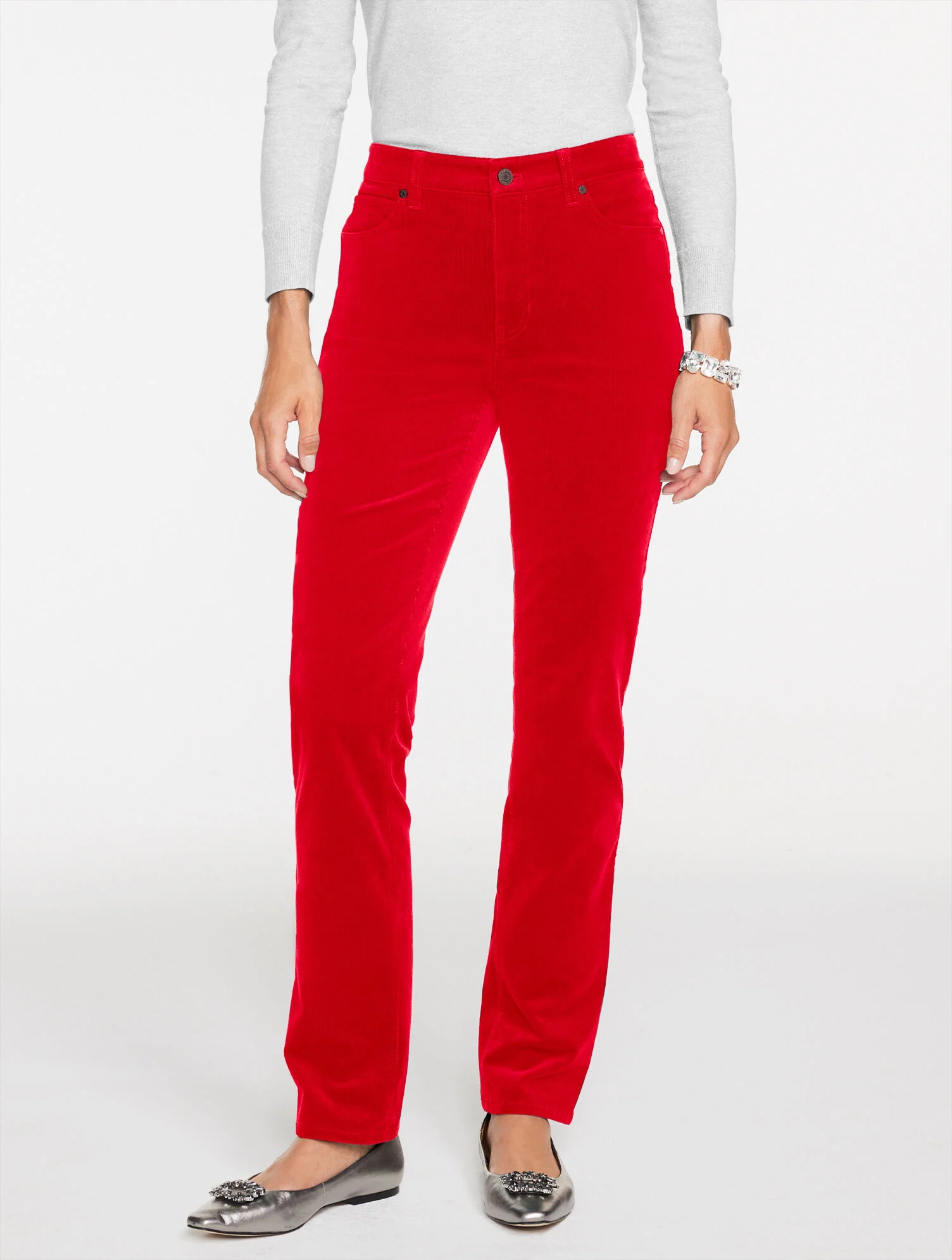 Straight Leg Stretch Corduroy Pants