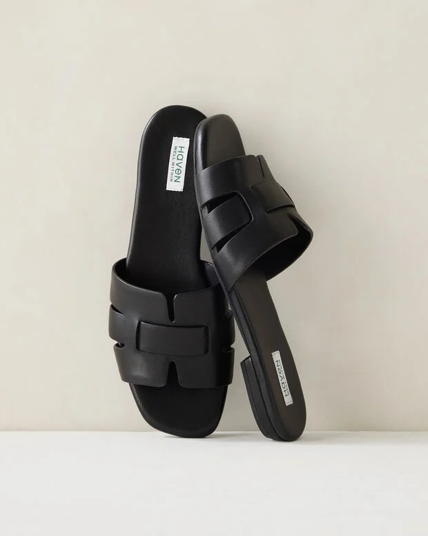 Leather Threaded Cut-Out Slides