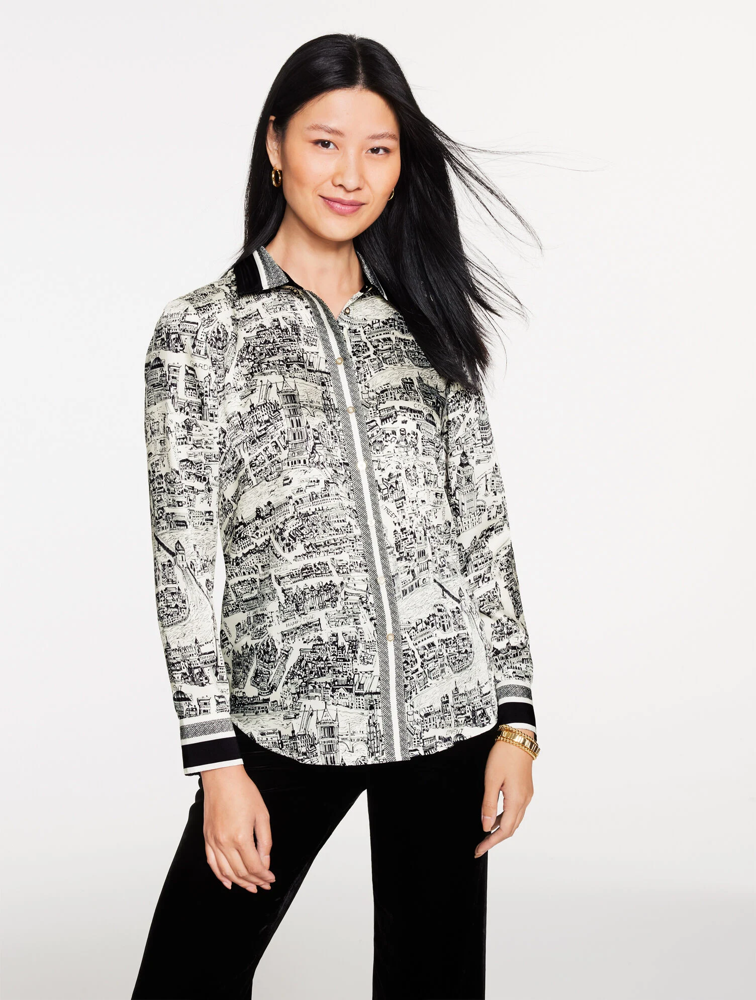 Button Front Shirt - London Map