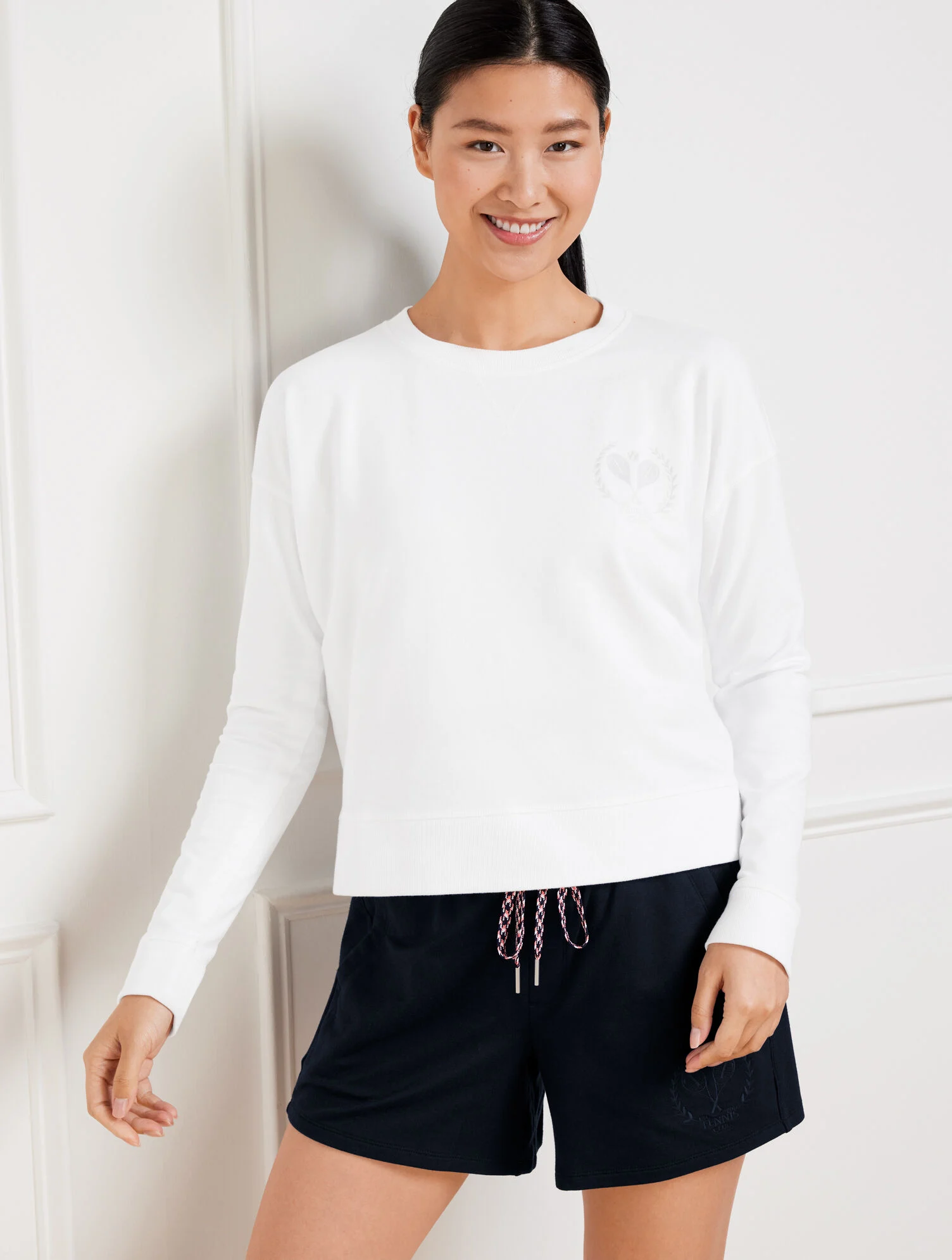 Modal French Terry Embroidered Crest Sweatshirt