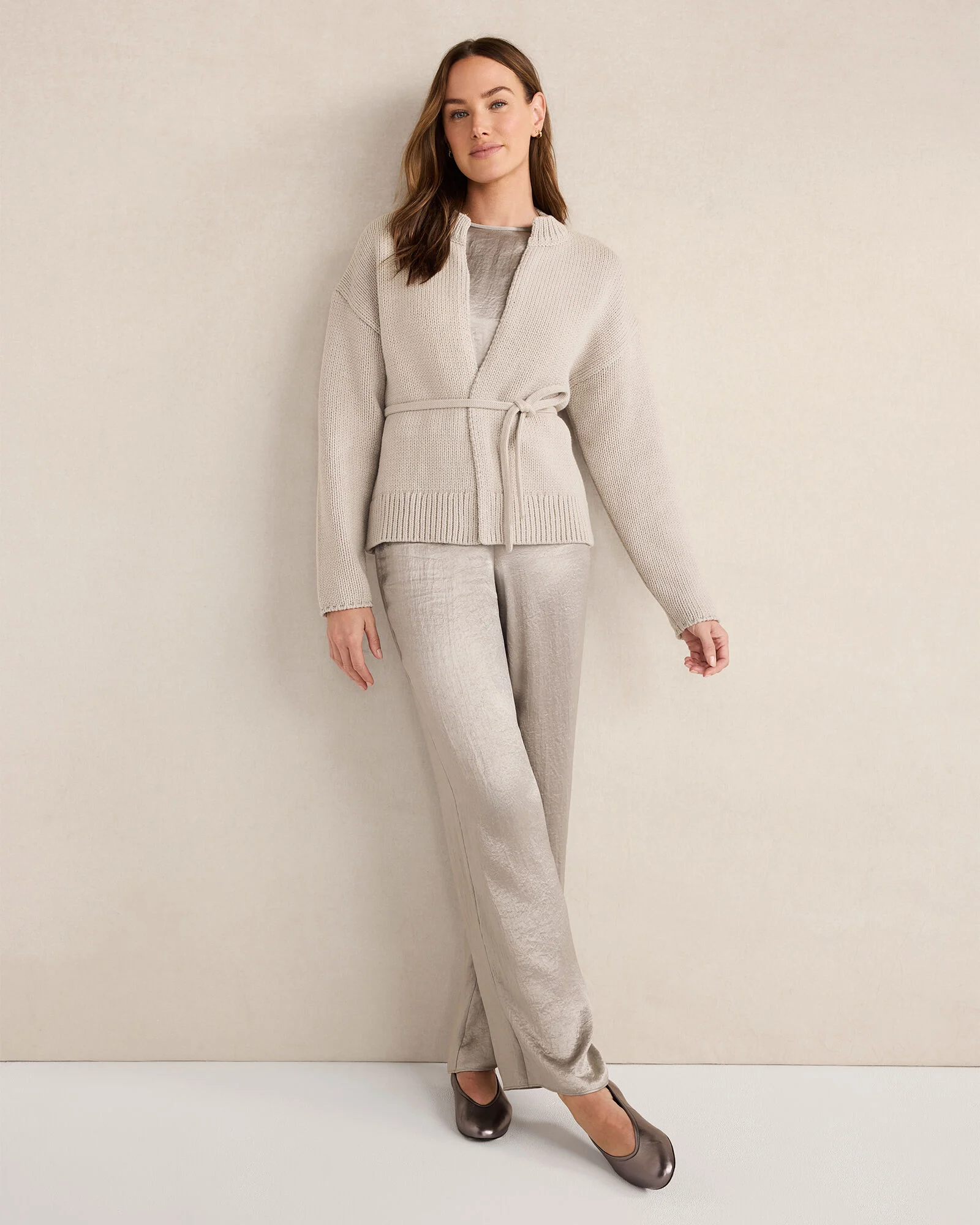 Chunky Cotton Blend Belted Cardigan