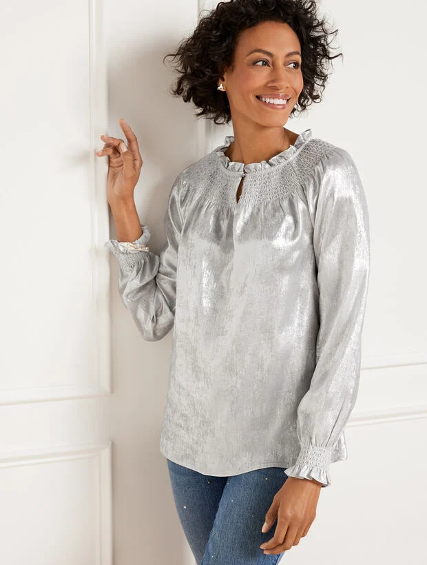 Metallic Smocked Top
