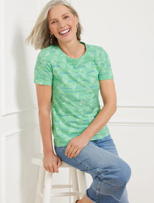 Crewneck Tee - Bird Stripes