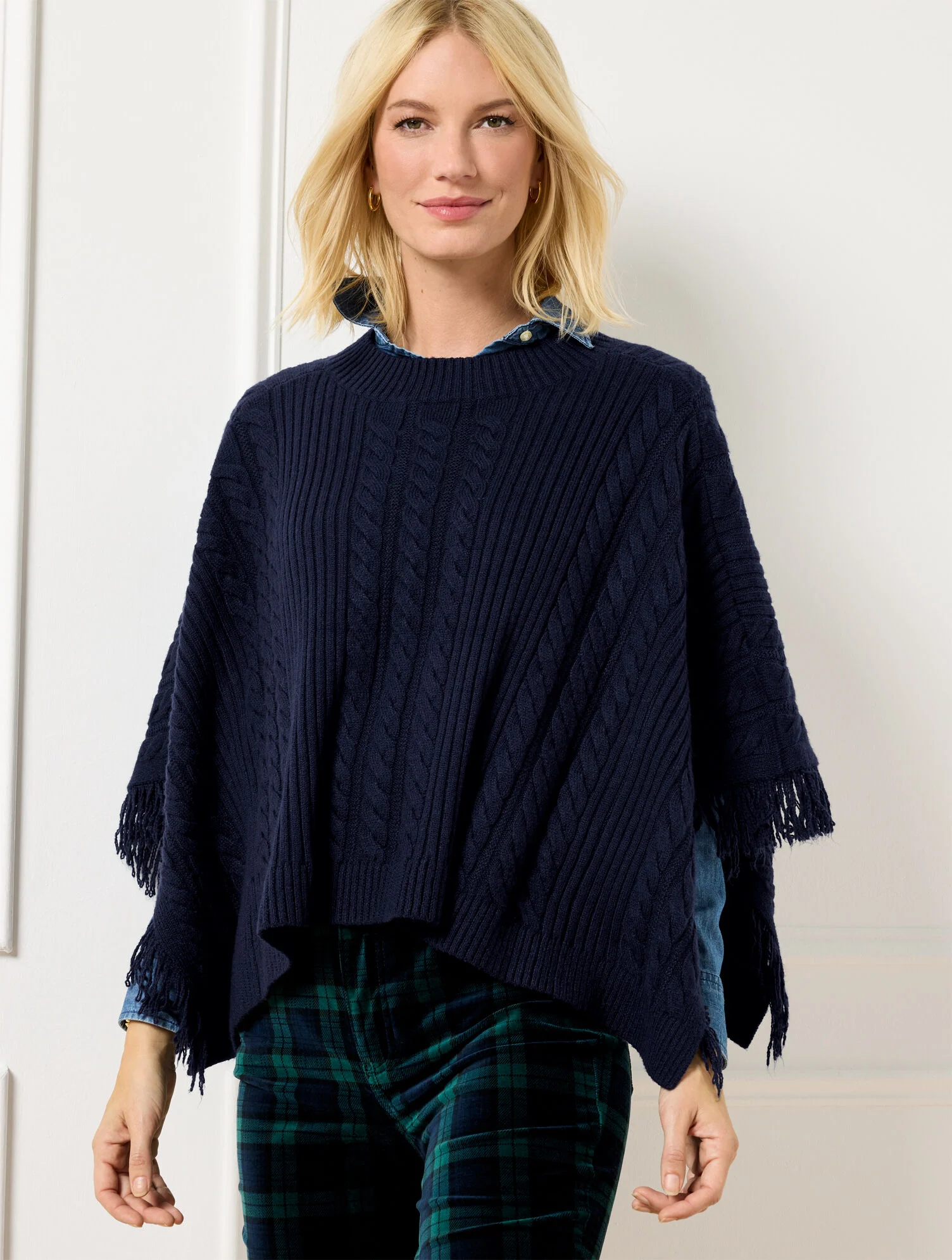 Plus Exclusive Cable Knit Poncho