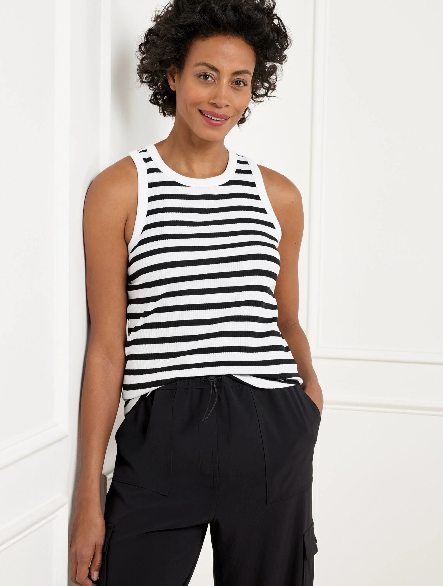 Ribbed Racerback Tank - Robin Stripe