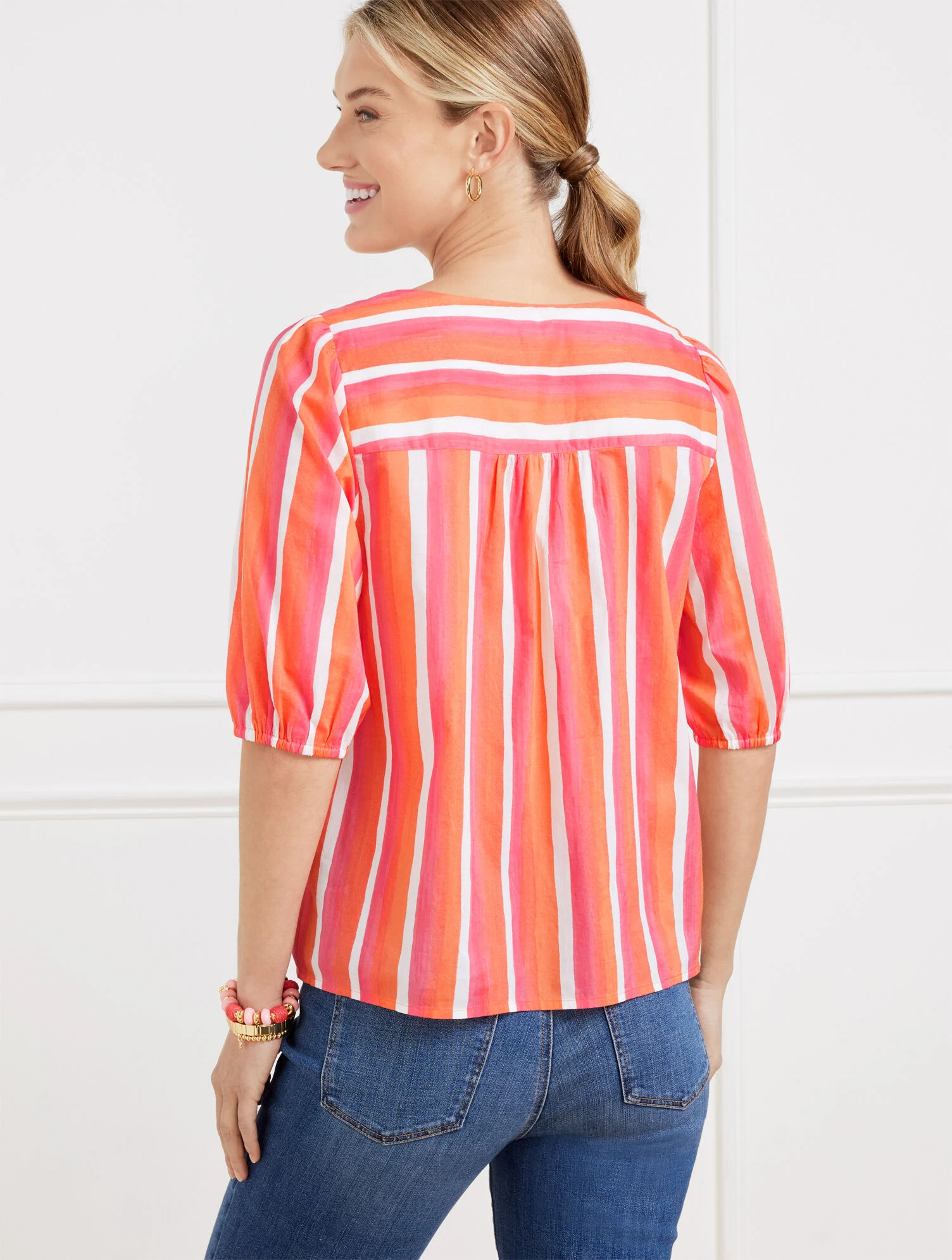 Tie Front Top - Painted Stripe