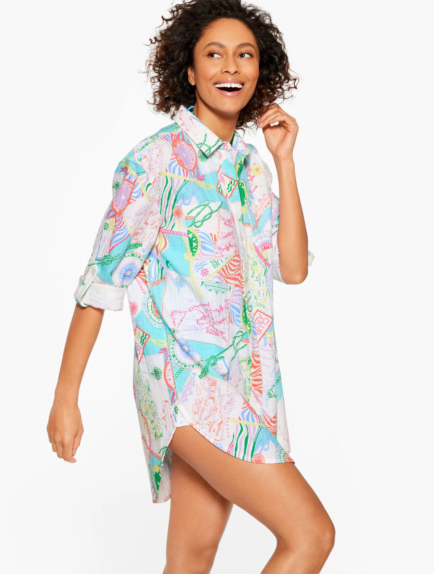 Aqua Club Gauze Shirt Cover-Up - Côte d'Azur