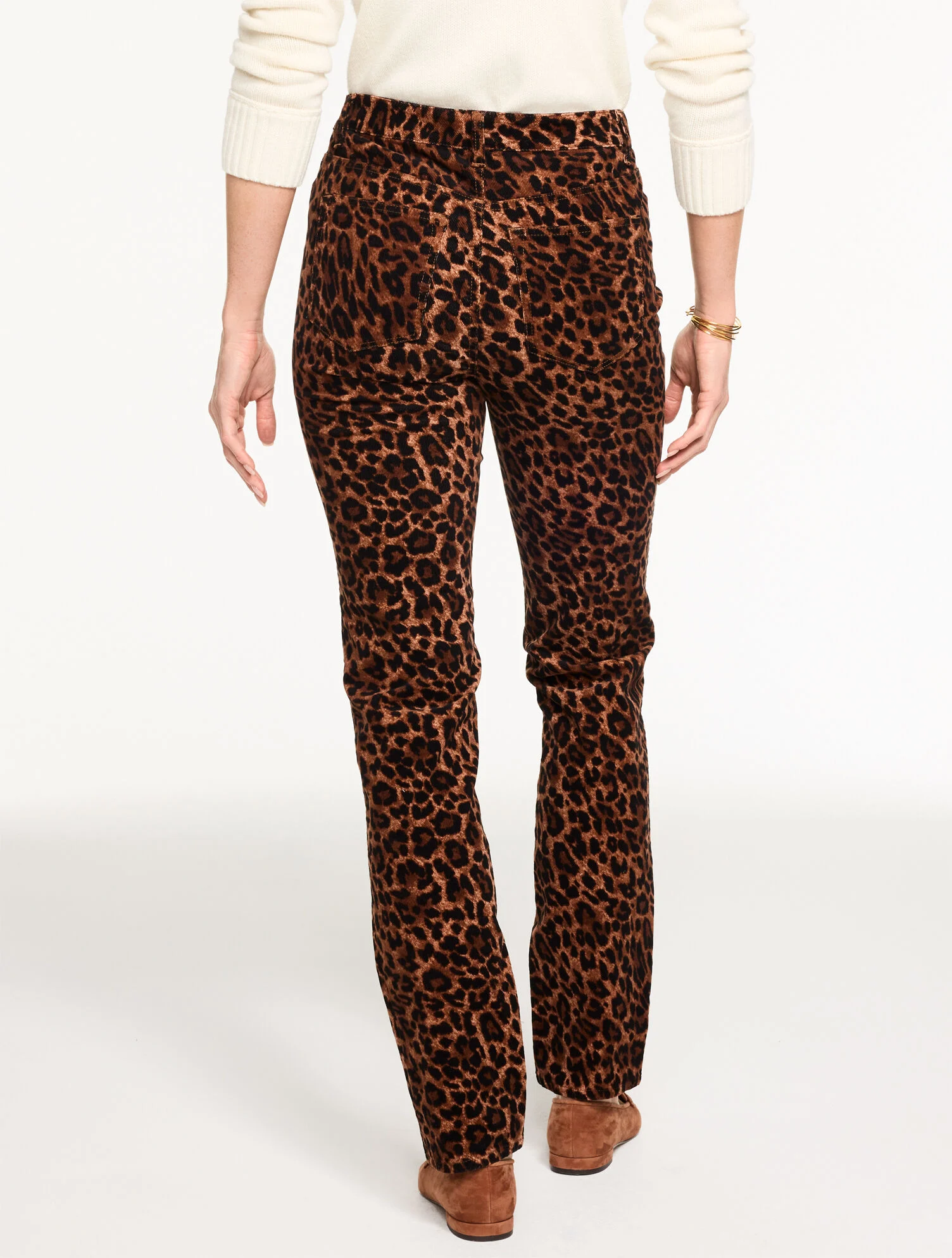 Straight Leg Stretch Corduroy Pants - Spectacular Animal