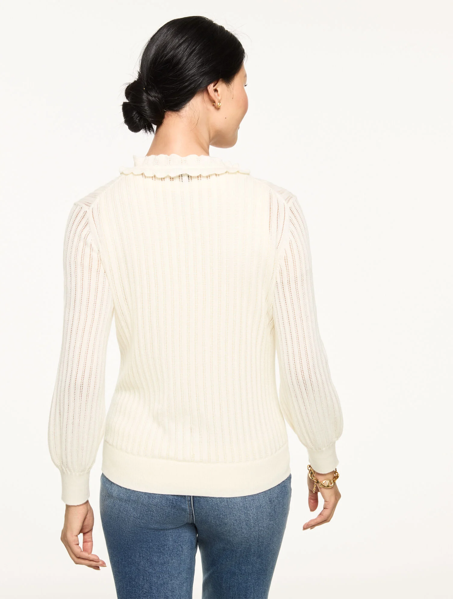 Ruffle Neck Henley Pullover