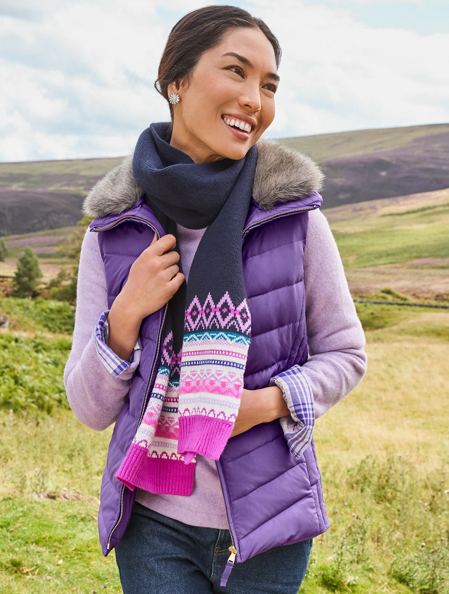 Faux Fur Collar Down Puffer Vest