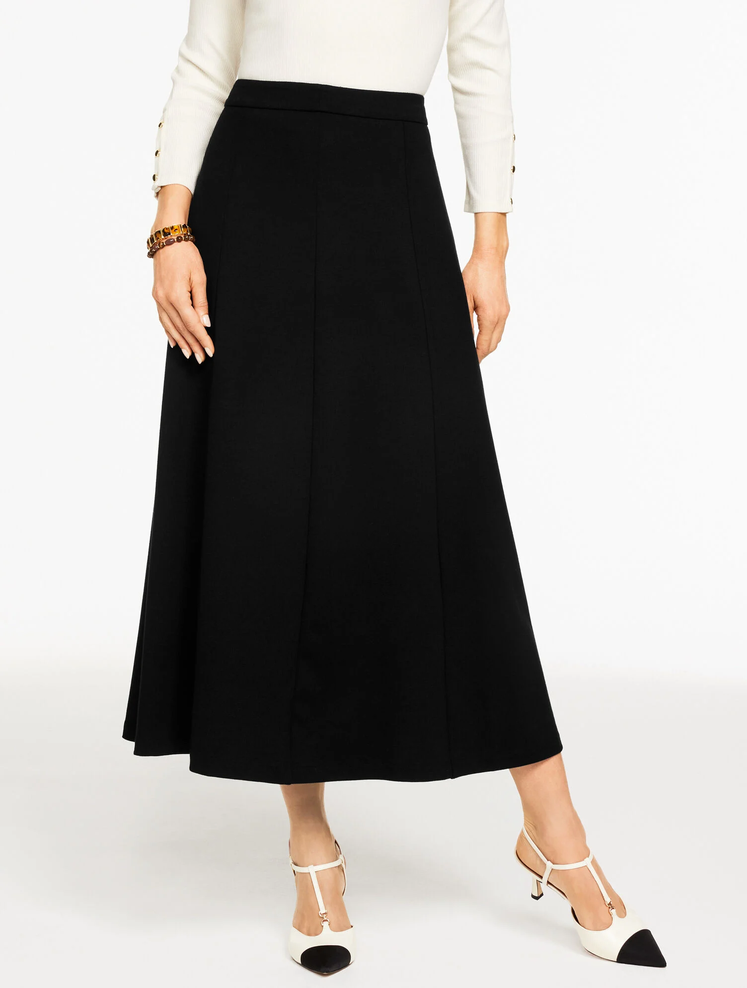 Luxe Ponte A-line Midi Skirt