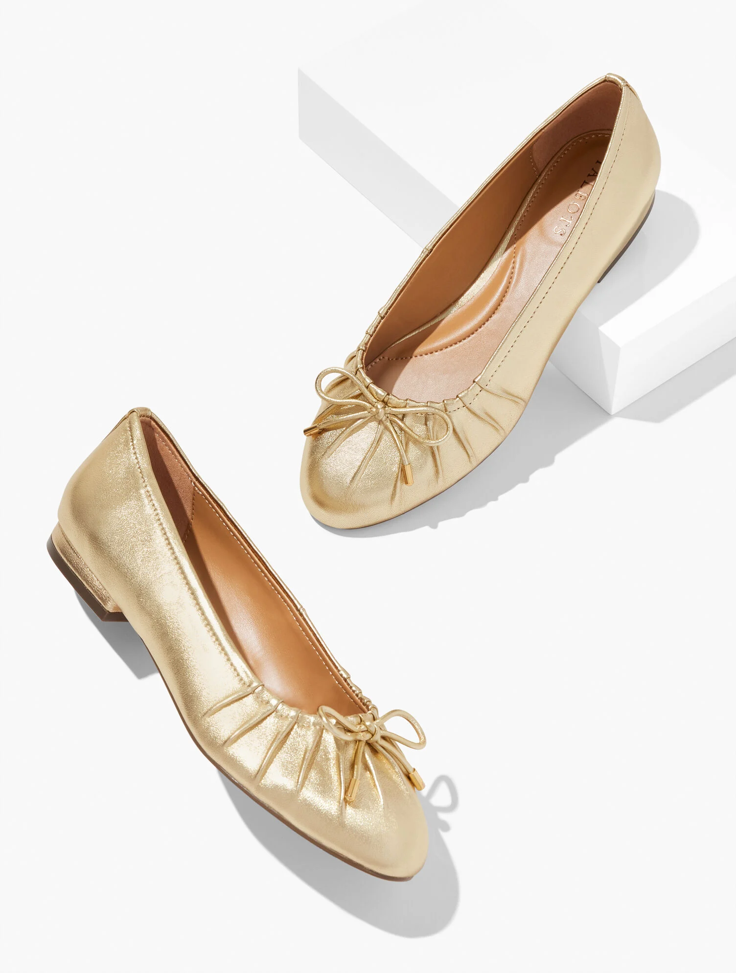 Madison Pleated Nappa Ballet Flats - Metallic