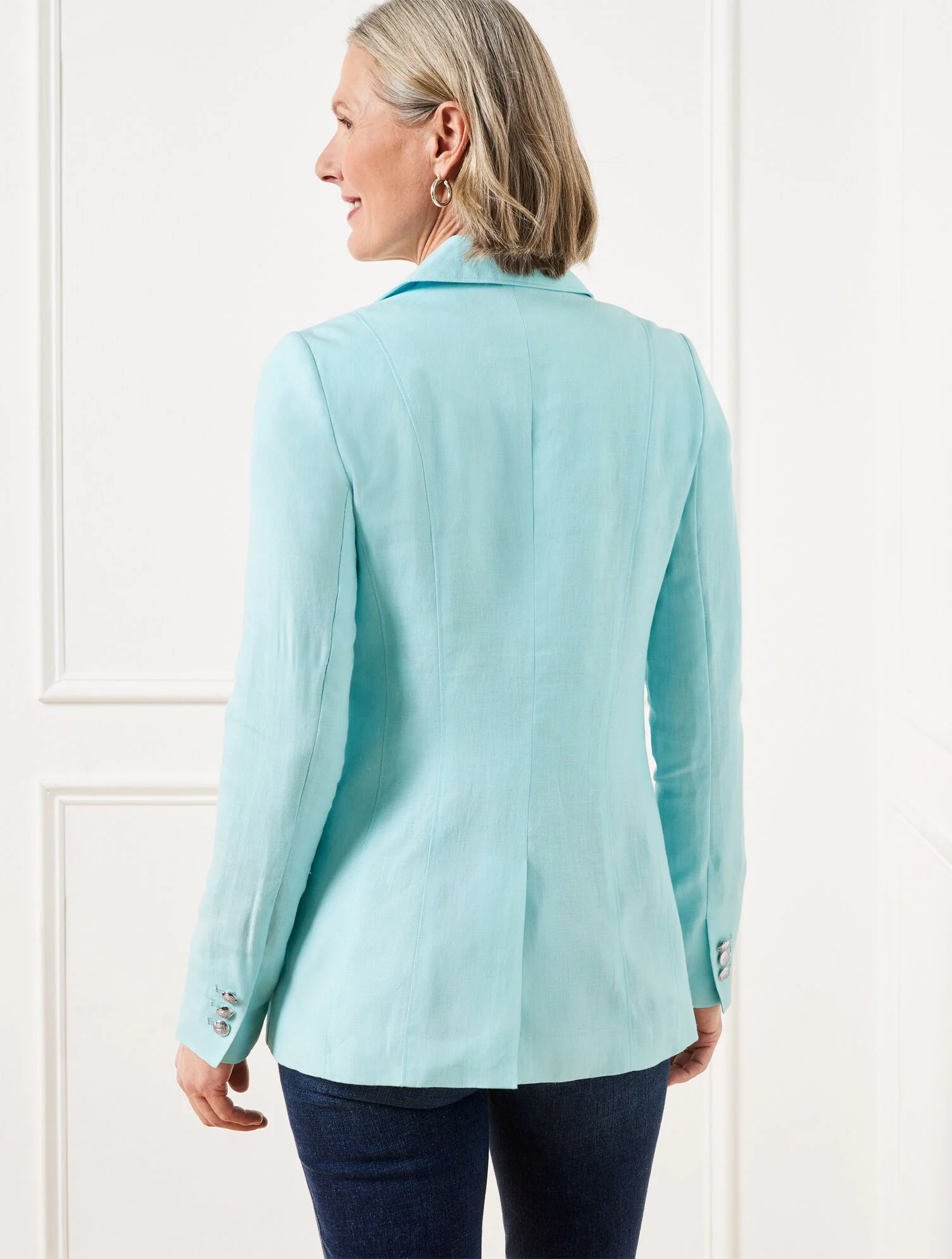 Tailored Seaming Linen Blazer