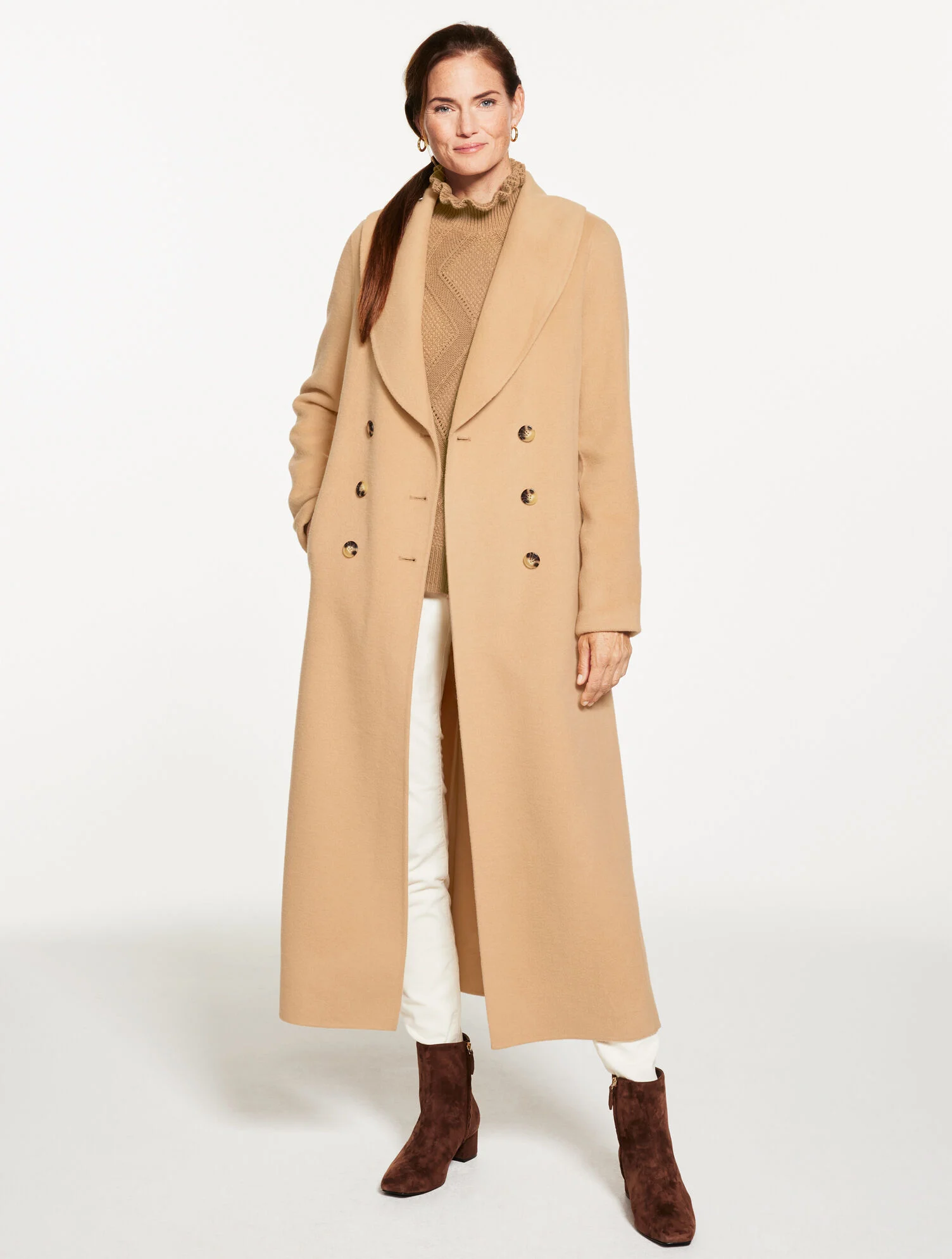 Wool Blend Shawl Collar Coat