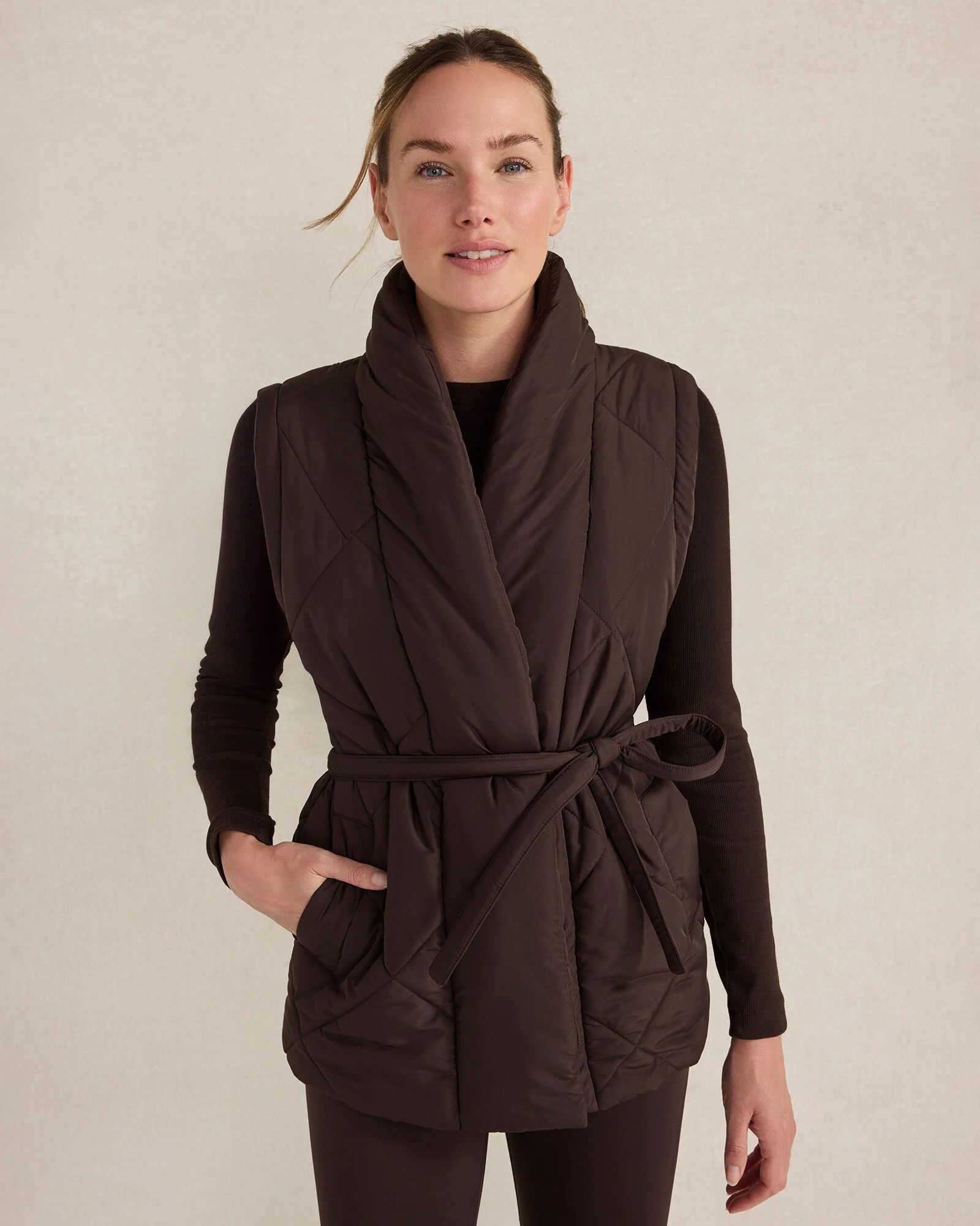 Quilted Puffer Belted Vest