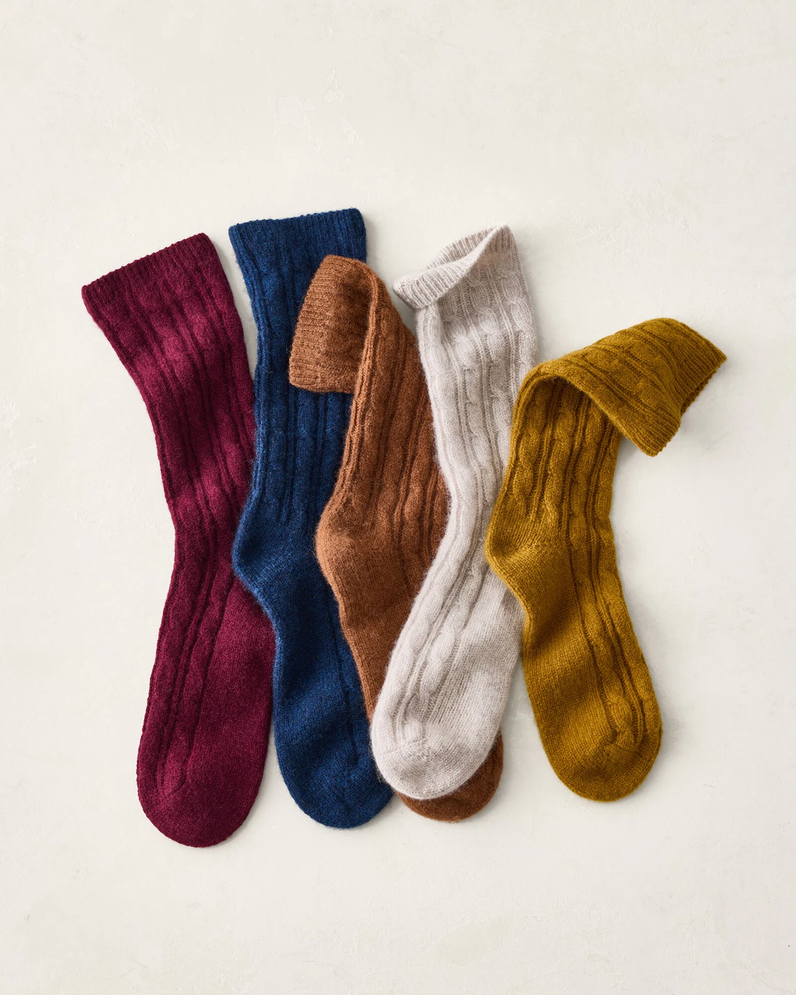 Cashmere Blend Cable Knit Socks