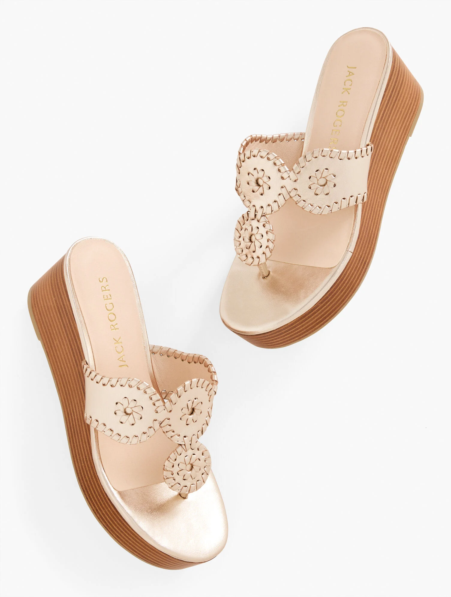 Jack Rogers® Kimberly Metallic Nappa Wedge Sandals