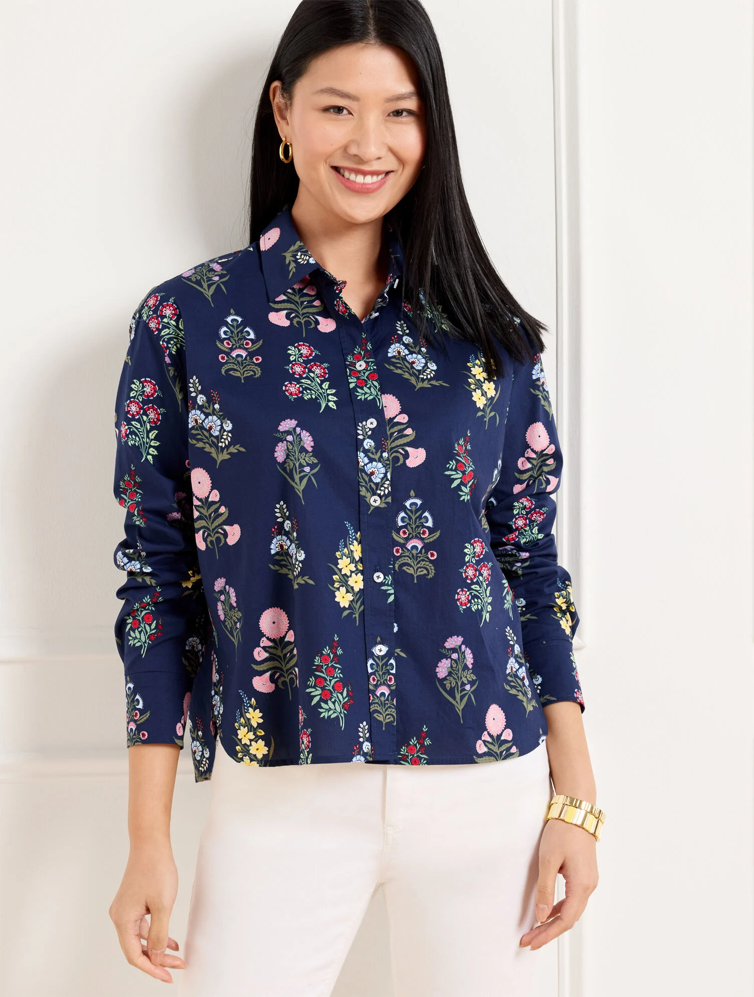Poplin Short Shirt - Floral Radiance