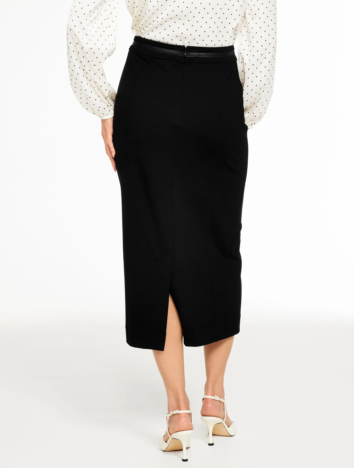 Refined Ponte Horsebit Pencil Skirt