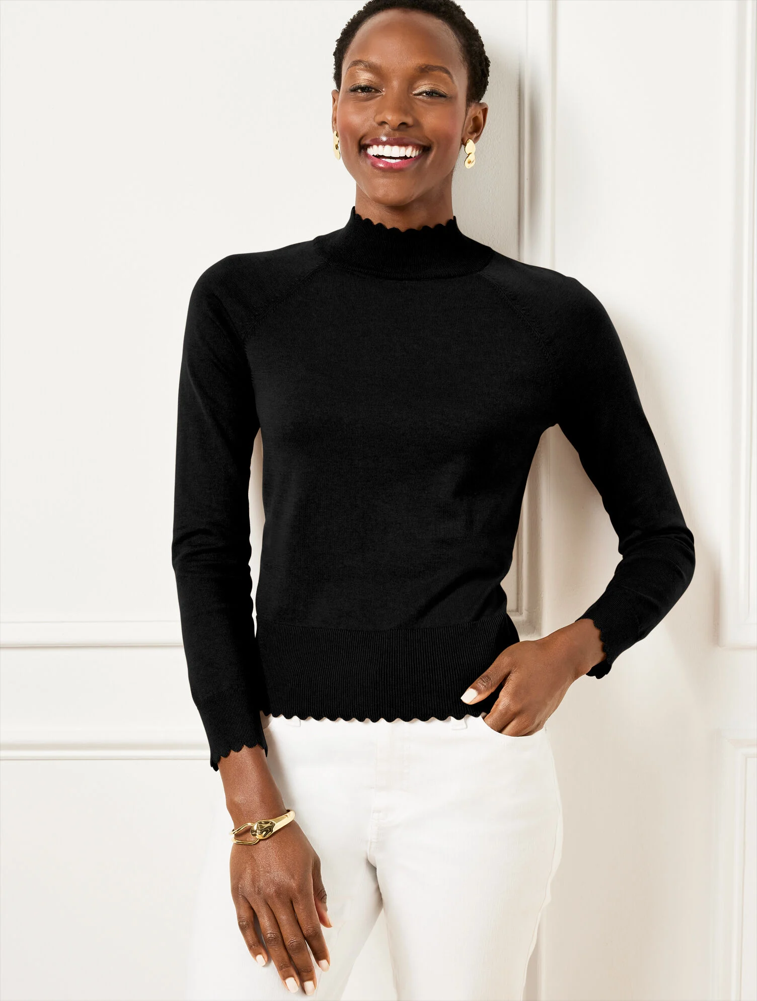 Scallop Edge Raglan Sweater