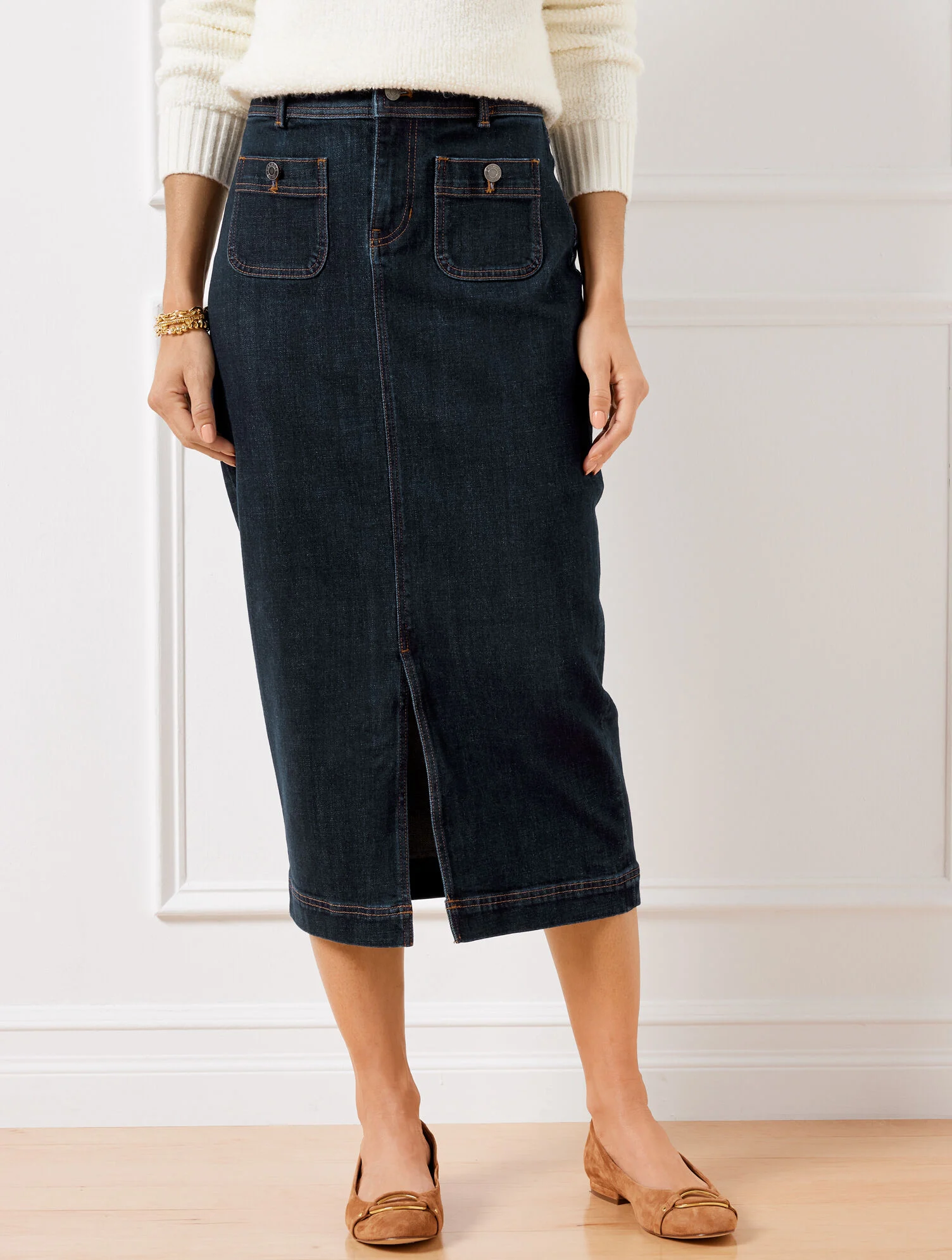 Denim Midi Skirt - Park Wash