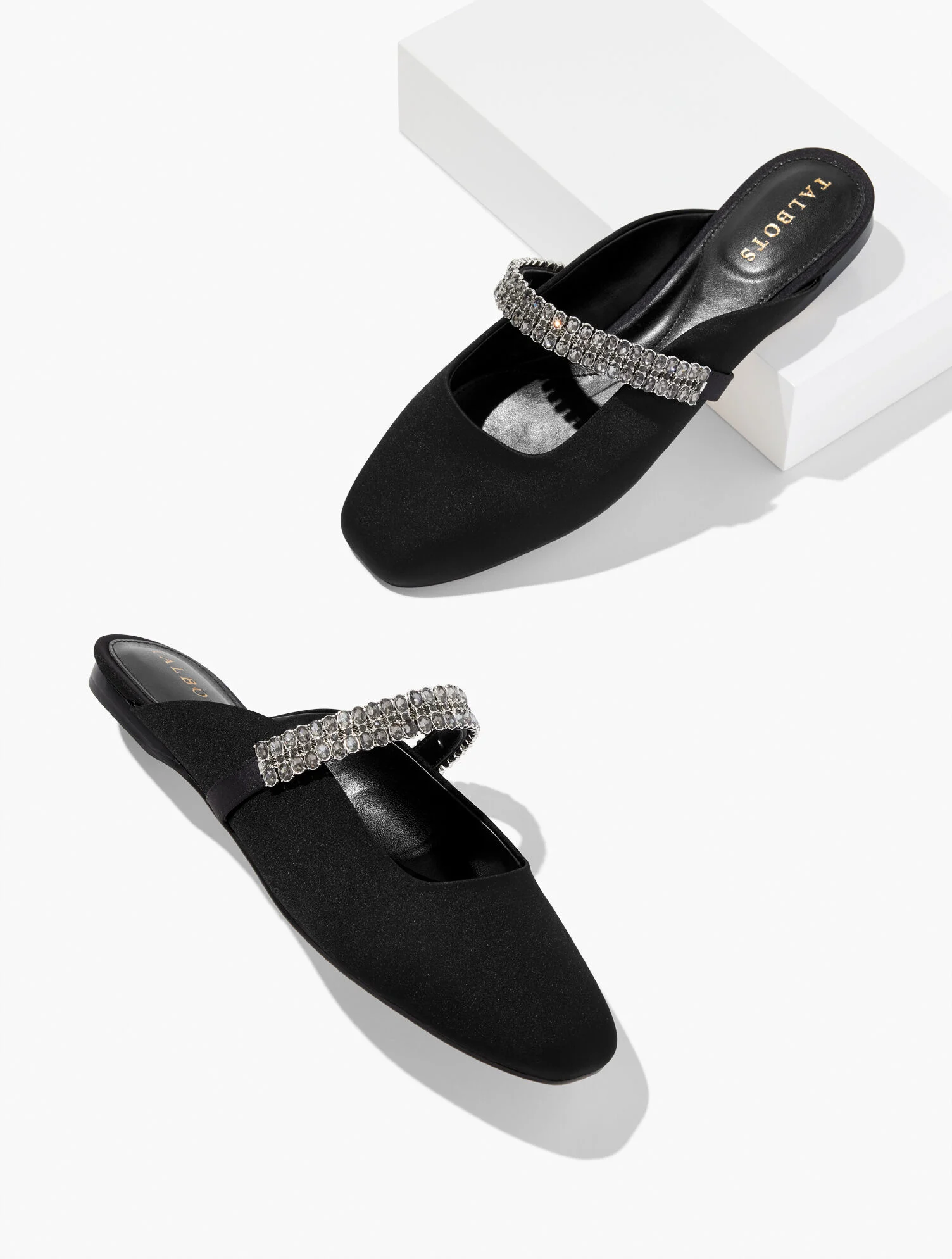 Sloane Embellished Satin Mules