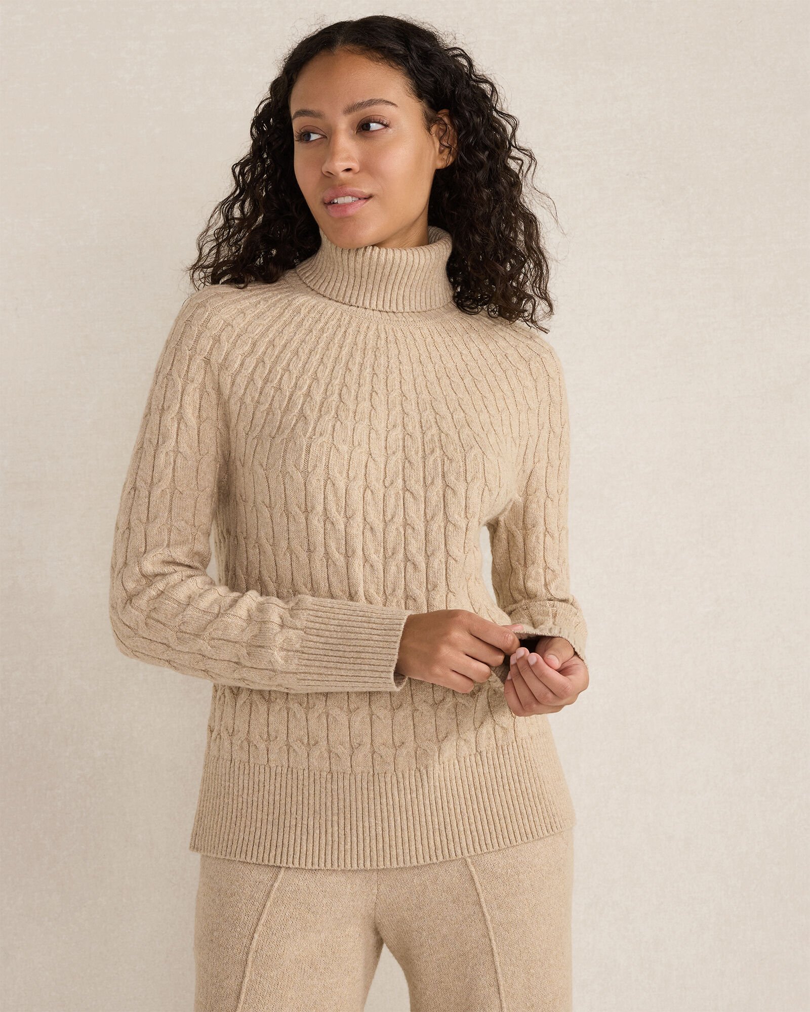 Organic Cotton Blend Gradient Cable Sweater