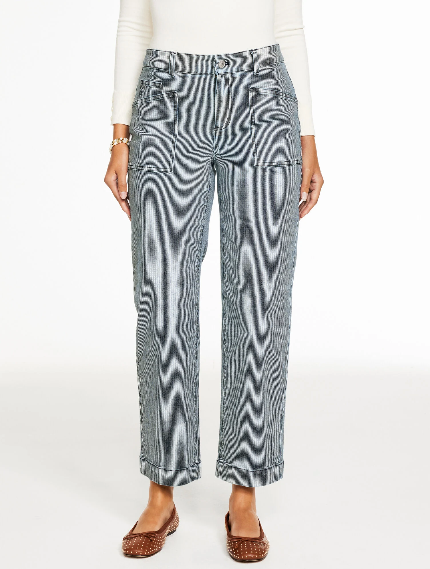 Straight Ankle Jeans - Railroad Stripe