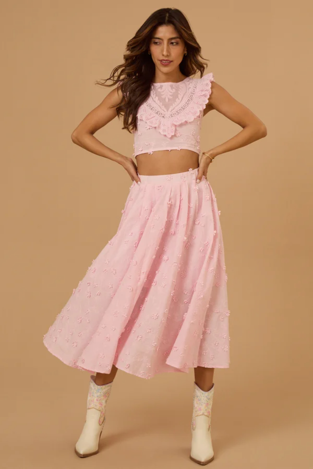 Stacey Embroidered Midi Skirt