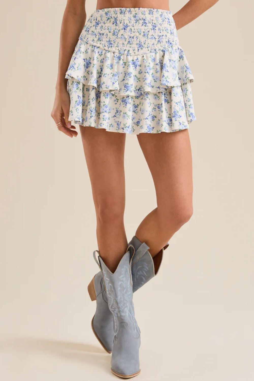 Gracelynn Smocked Floral Skort