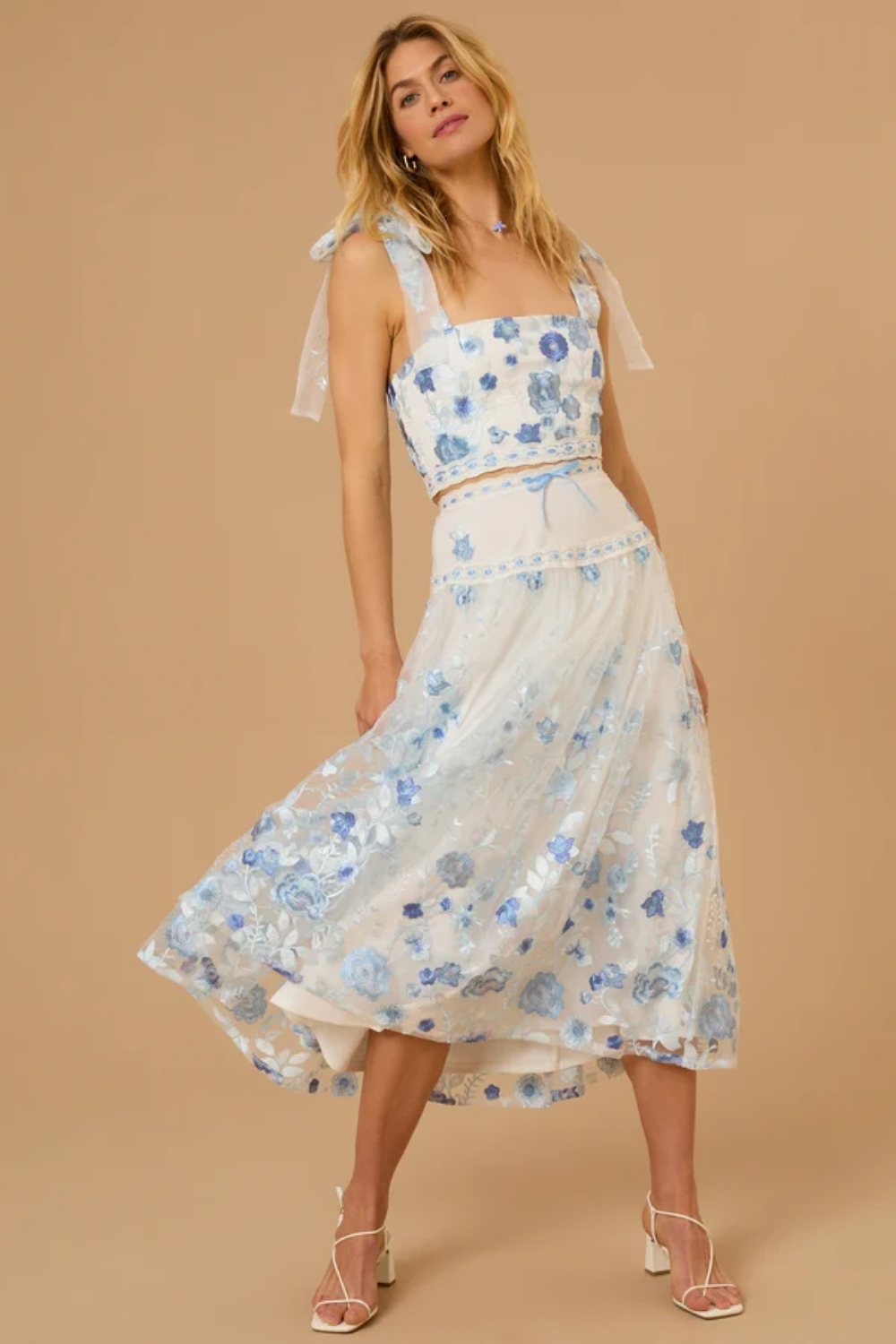 Braxlin Embroidered Midi Skirt