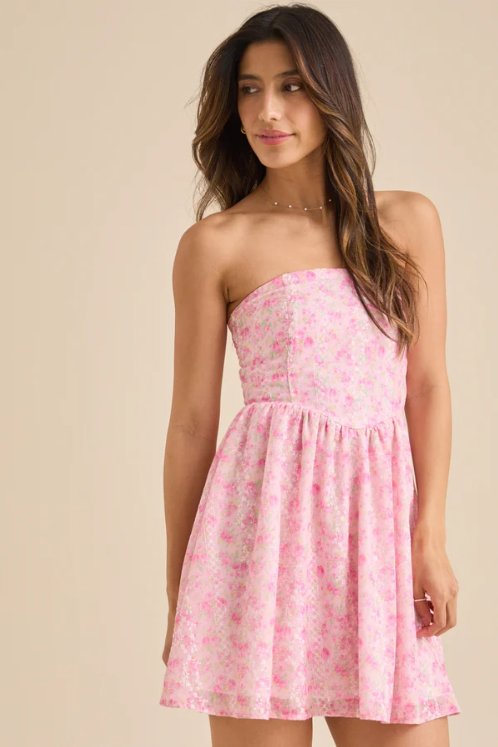 Arielle Strapless Floral Mini Dress