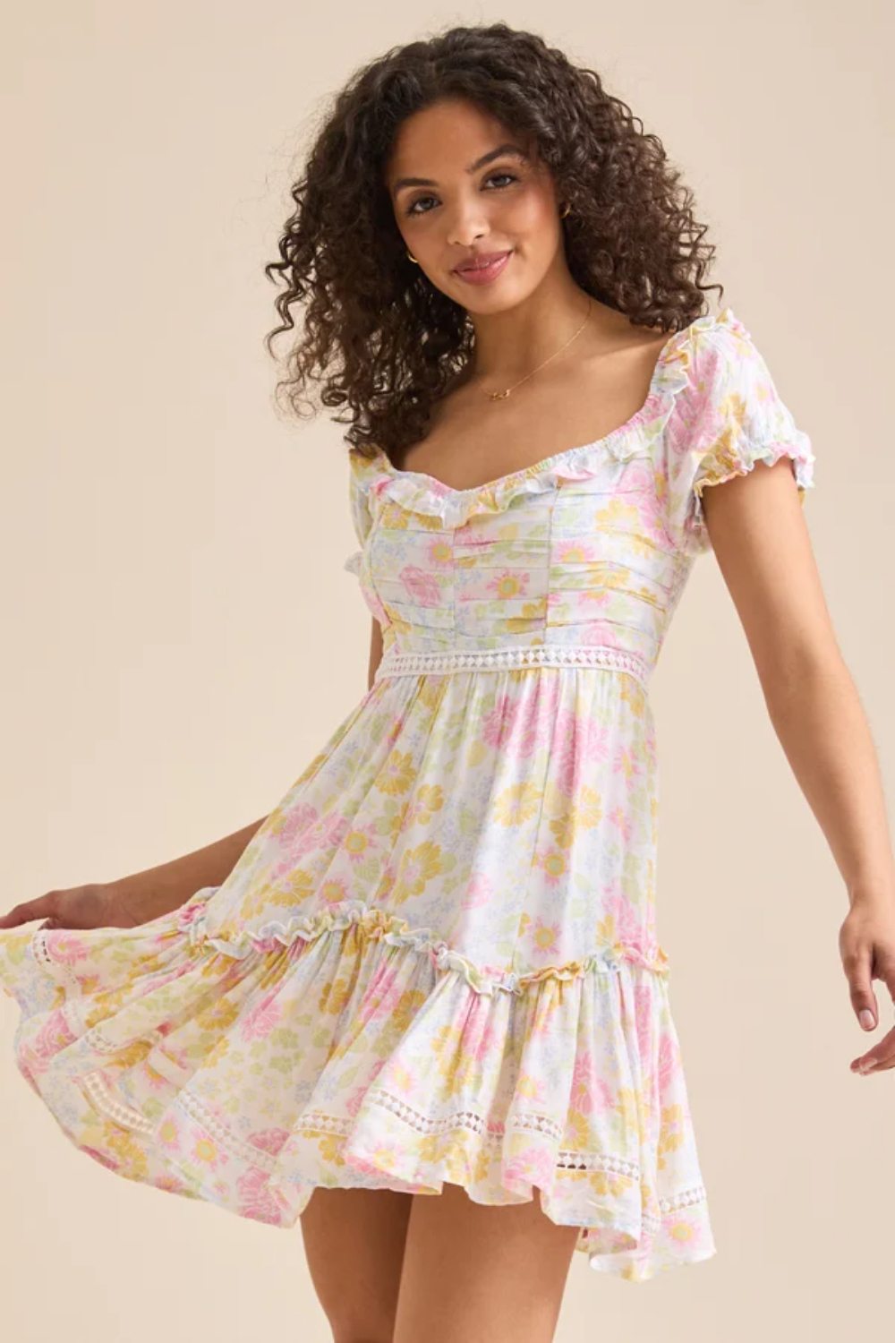 Frances Puff Sleeve Floral Mini Dress