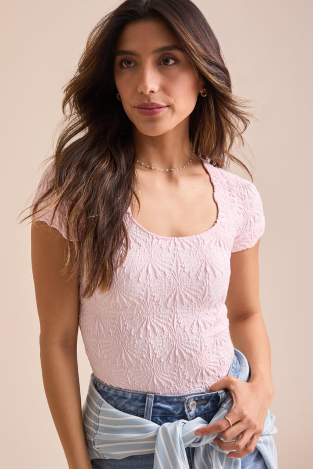 Blaire Short Sleeve Seamless Floral Tee