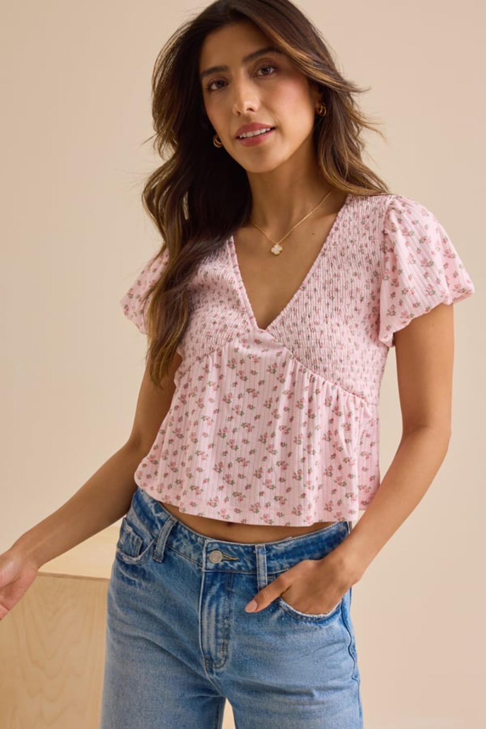 Cara Smocked Floral Top
