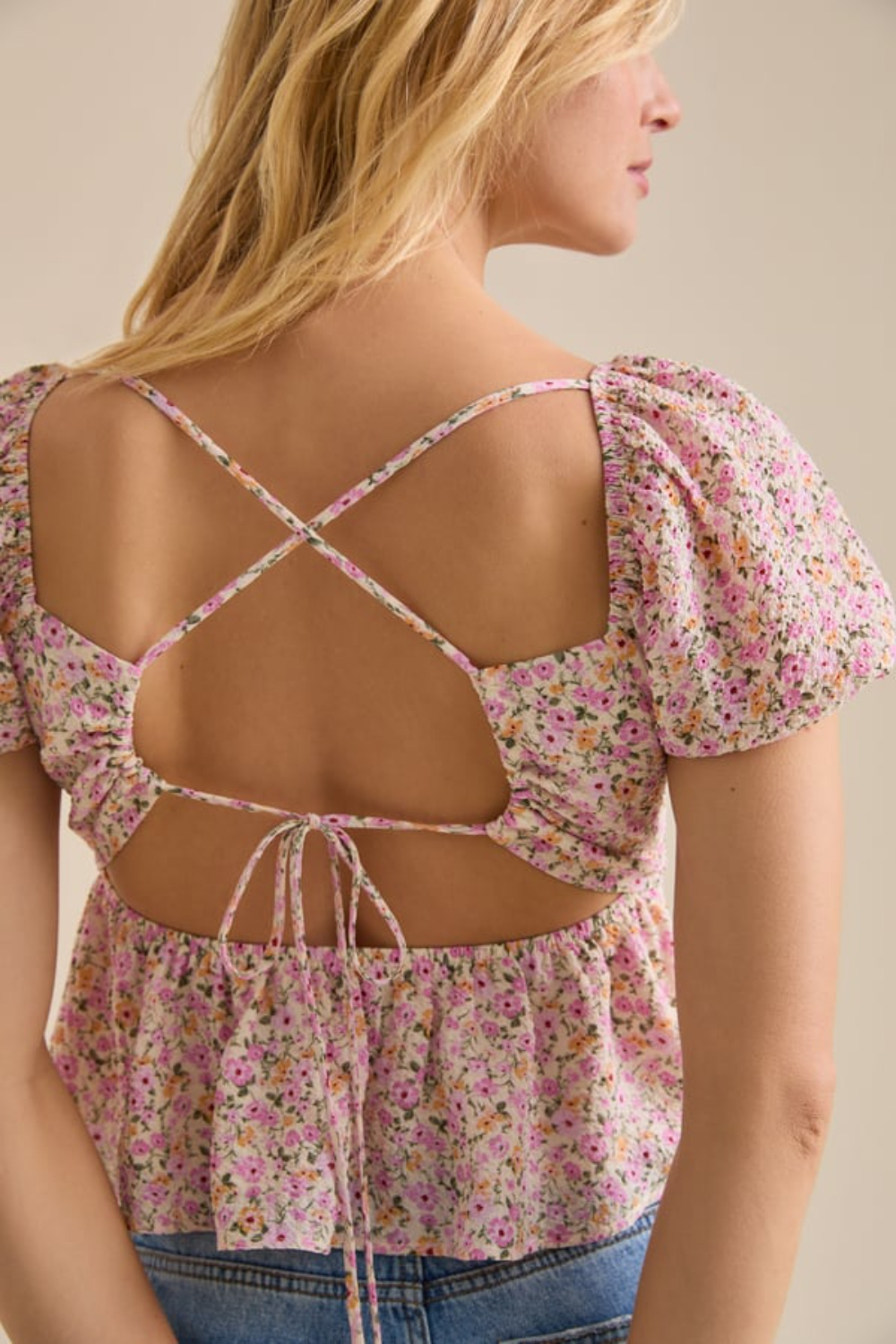Ami Crossback Floral Babydoll Top