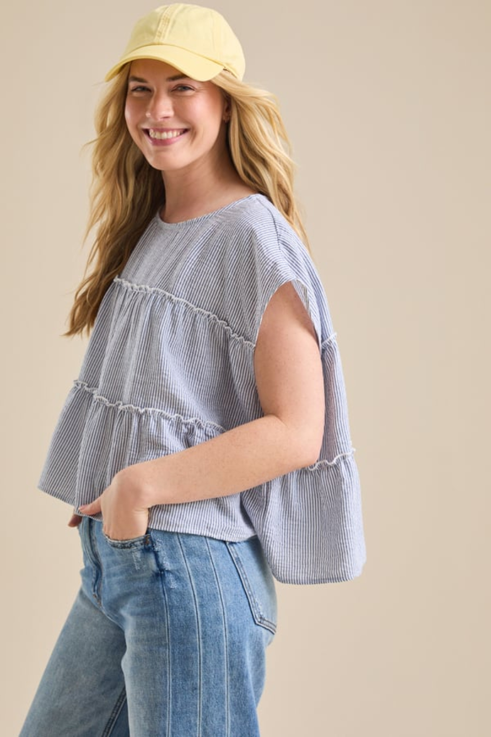 Matalyn Stripe Tiered Babydoll Top