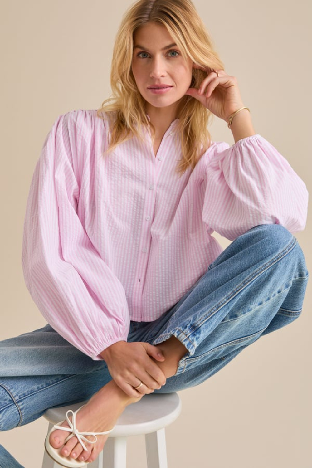 Linda Puff Sleeve Button Up